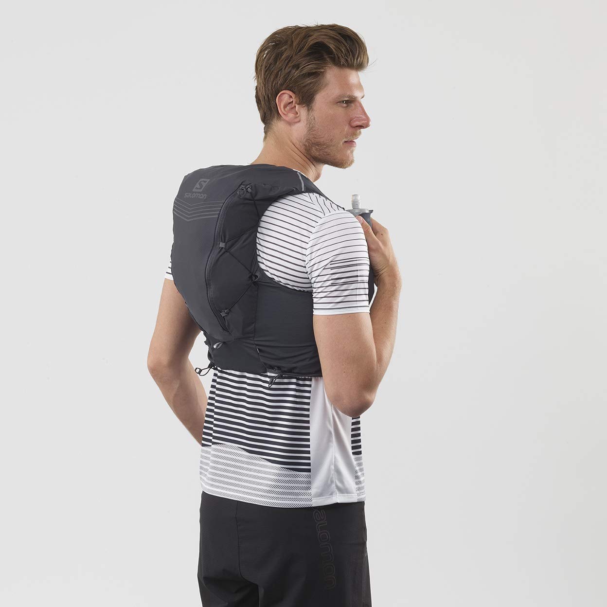 Salomon Advanced Skin 12 Set Unisex Hydration Vest Backpack for Trail Running - Lightweight & Breathable - Ebony, X-Small - Perfect for Long Distance Hiking, Marathon Training & Outdoor Adventures