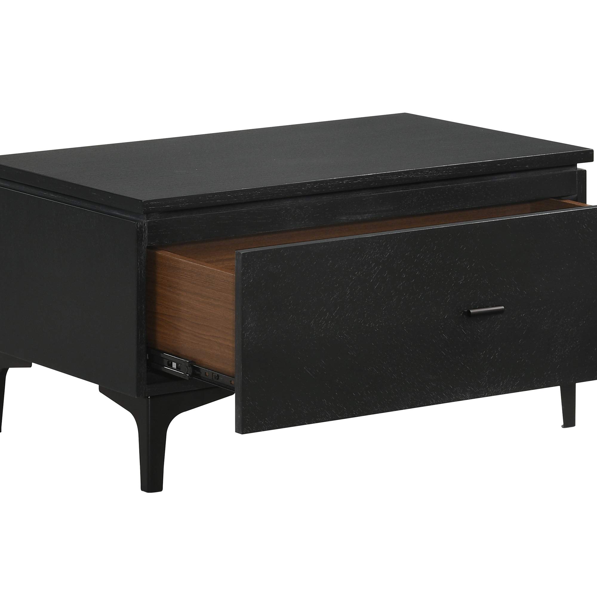 Armen Living Legend 3-Piece Queen Size Bedroom Set with Platform Bed and Nightstands, Gray/Black Fabric - Perfect for Modern Master Bedrooms and Guest Rooms