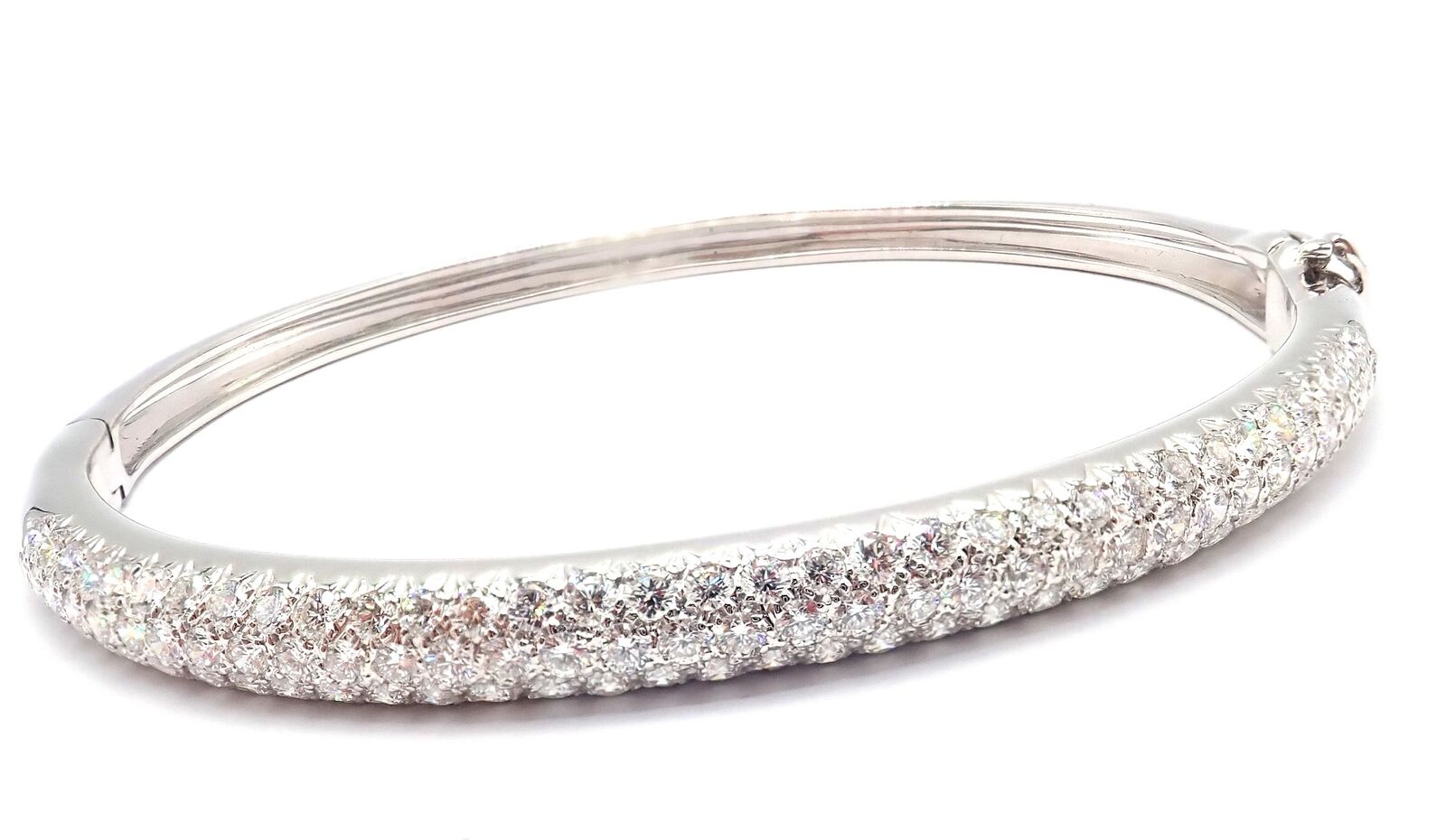 Authentic Van Cleef & Arpels Eve 18k White Gold Diamond Bangle Bracelet - Luxury Jewelry Gift for Women, Elegant Paper Box Packaging - Perfect for Anniversaries, Weddings & Special Occasions