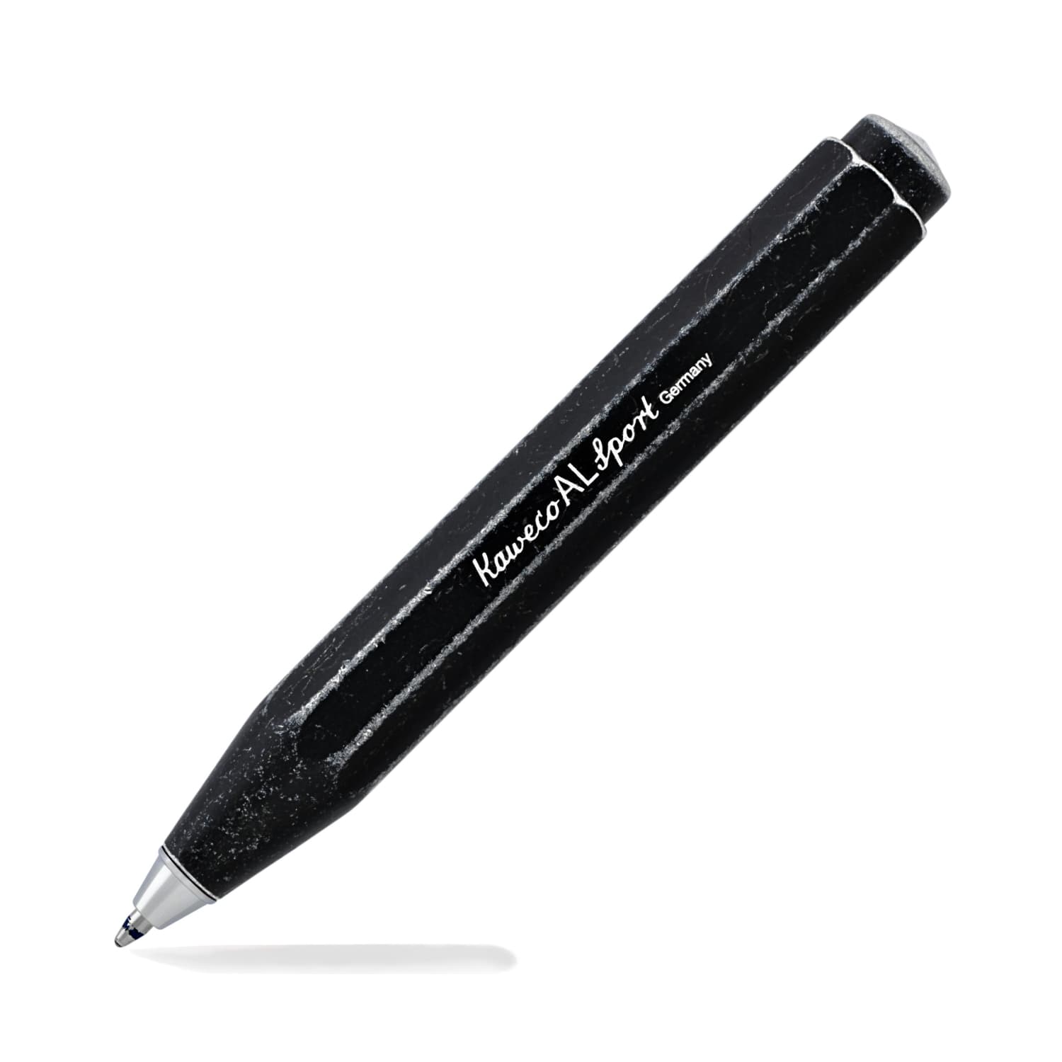 Kaweco AL Sport Stonewashed Black Ballpoint Pen - Premium Aluminum Pocket Pen for Everyday Carry, Office & Travel Writing