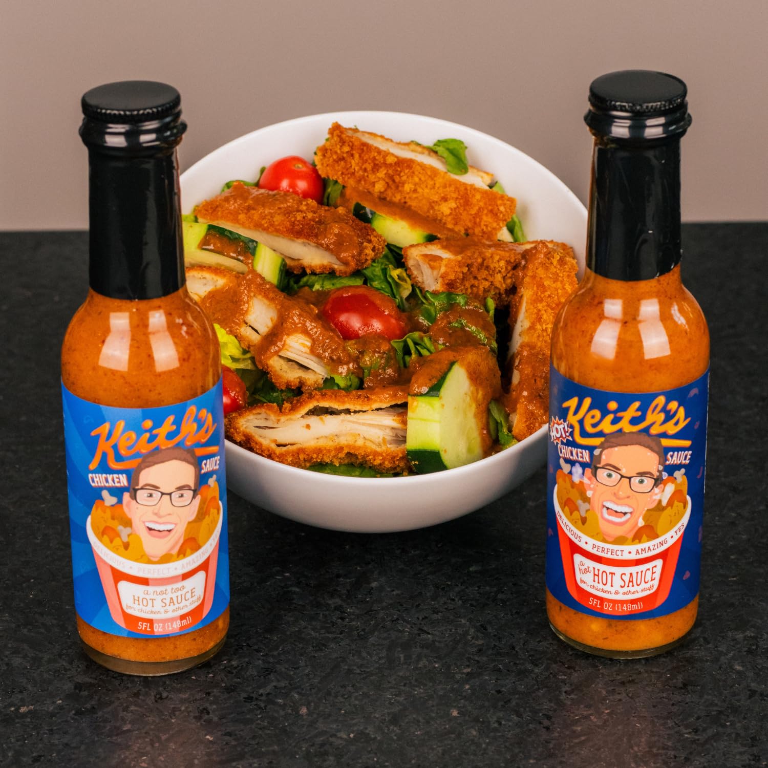 Heatonist Keith's Chicken Sauce Hot Sauce Duo - Natural Ingredients, Tangy & Fiery Flavors, 5 fl oz Bottles (2-Pack) - Perfect for Wings, Tacos, and Grilled Meats