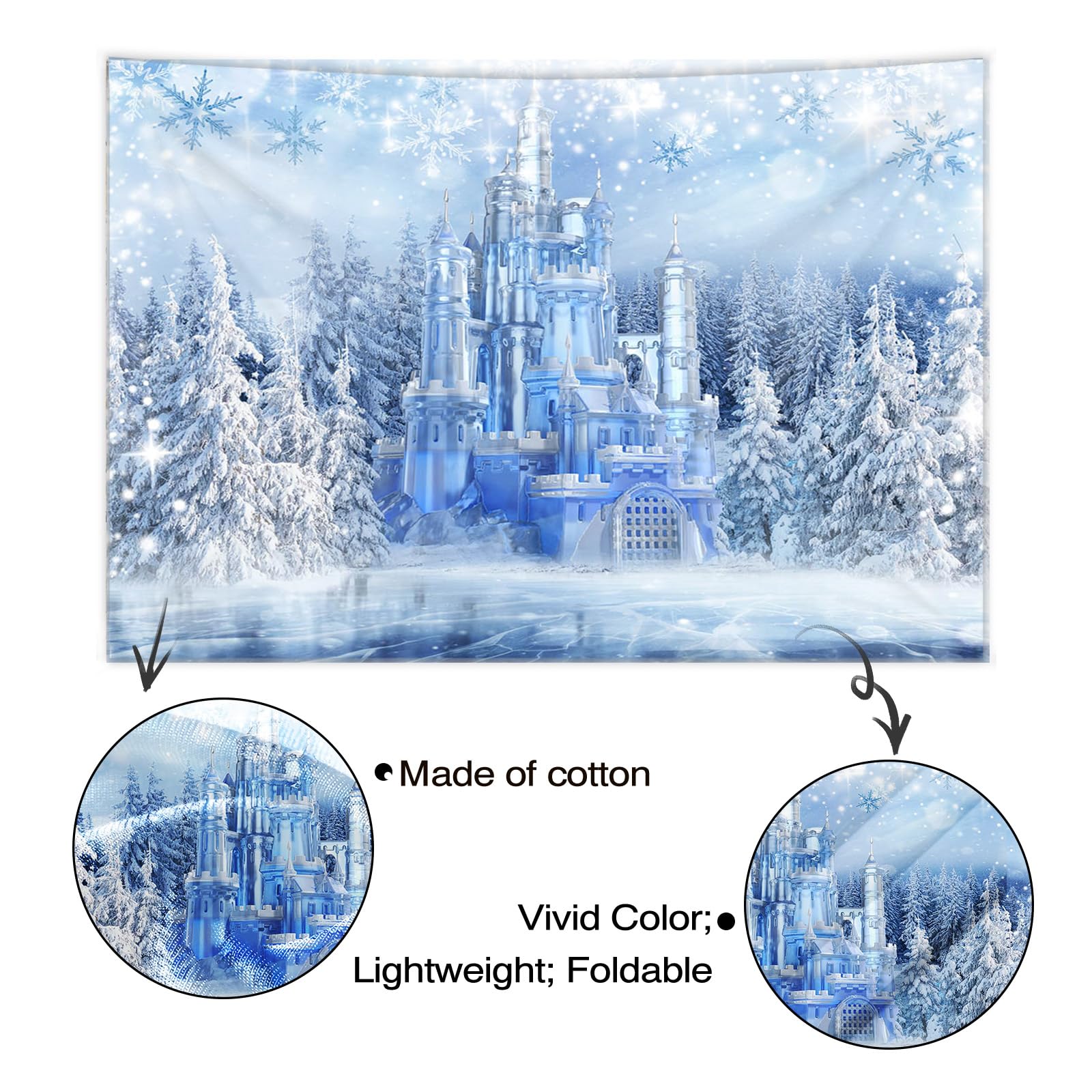 Frozen Wonderland Backdrop - Crystal Ice Castle Photography Background for Winter Party Decorations | Kids Photo Studio Props | Birthday, Christmas & Themed Events