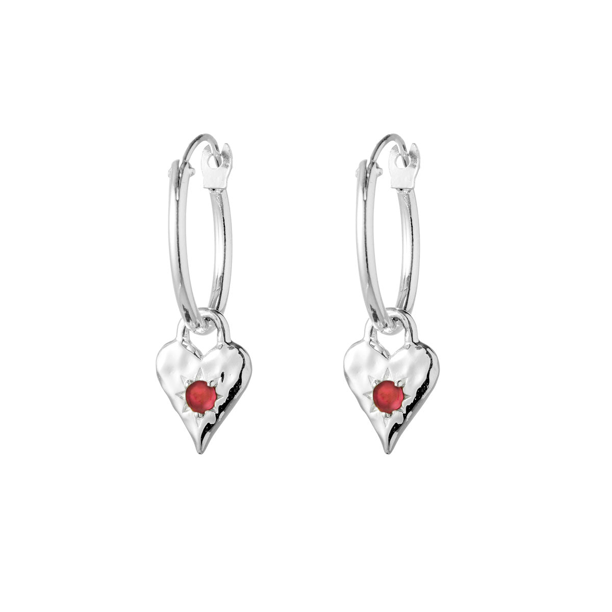 Love Heart Garnet Hoop Earrings for Women - 14K Gold Plated Dainty Garnet Stud Earrings - Perfect for Valentine's Day, Anniversary & Romantic Date Night Jewelry Gift