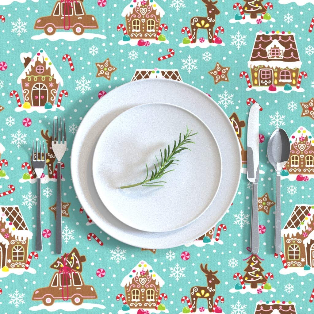 Custom Gingerbread Winter Village Christmas Tablecloth - 90