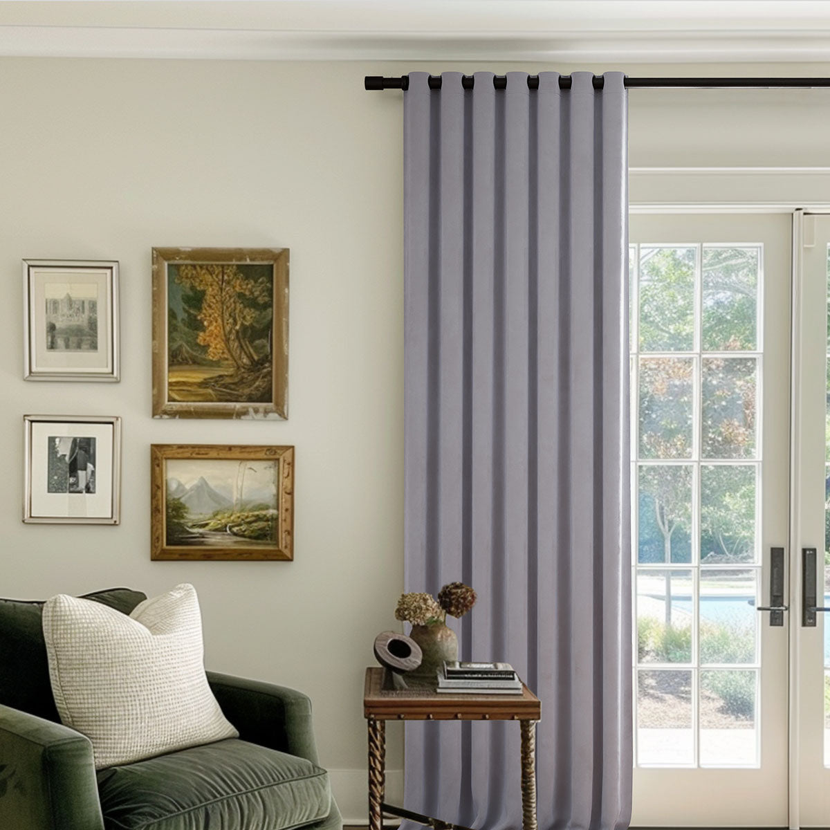 Luxury Beige Velvet Blackout Curtains - Heavyweight Thermal Insulated Drapes with Grommet Top for Living Room & Bedroom | Noise Reducing & Light Blocking Window Treatments