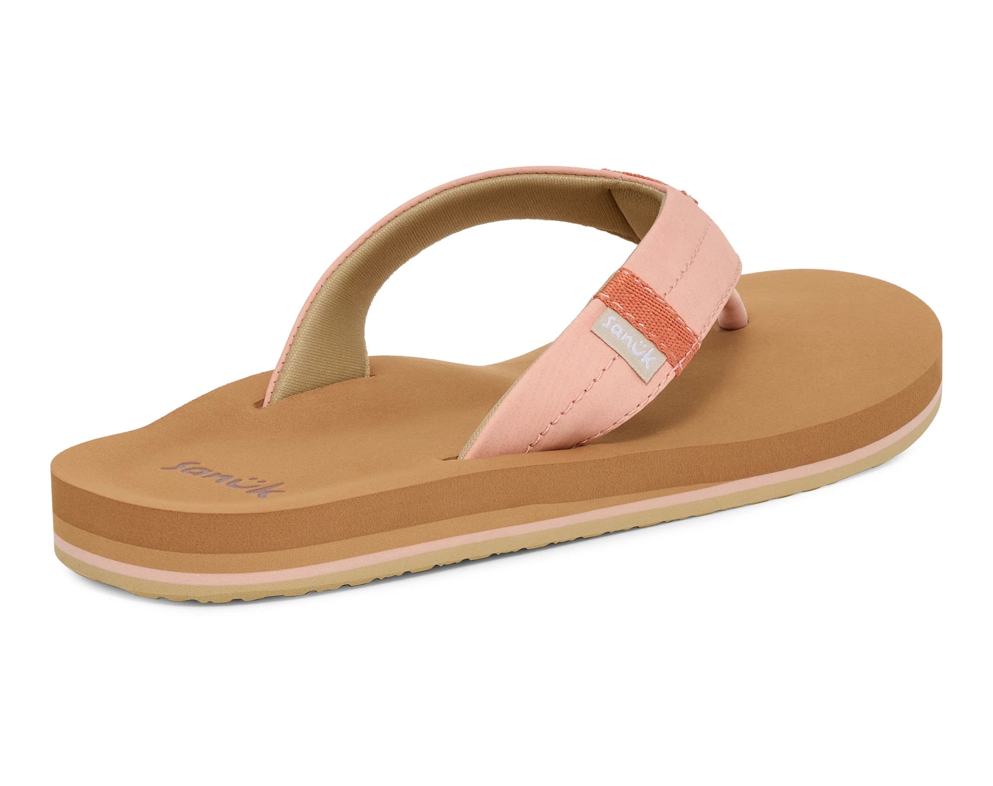 Sanuk Women's Sawyer Sandals - Comfortable Tan Leather Flip Flops for Beach, Travel & Casual Wear