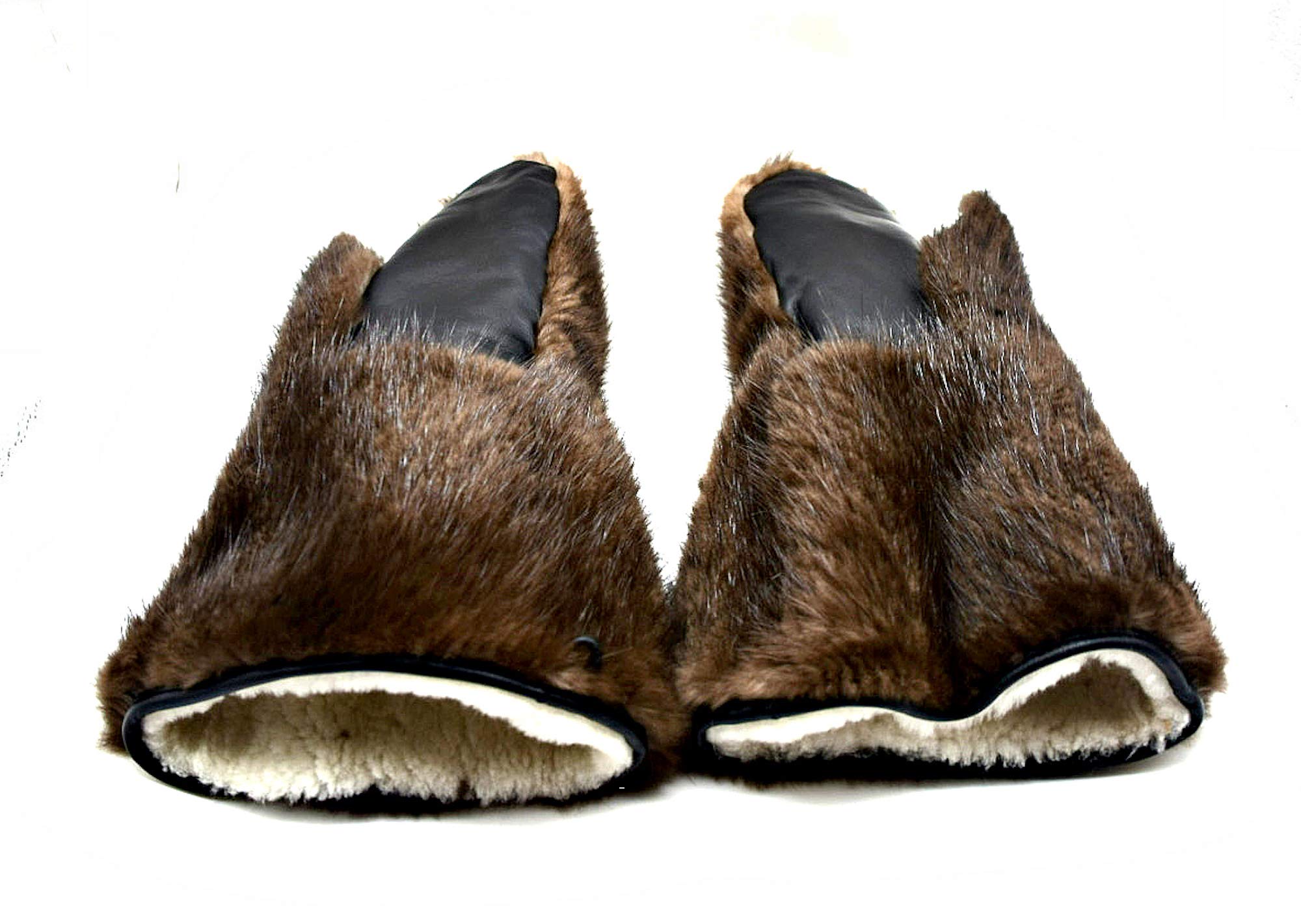 Premium REAL BEAVER FUR MITTEN GLOVES for Extreme Cold Weather - X-Large Size - Warm Winter Accessories for Skiing, Snowboarding & Outdoor Activities