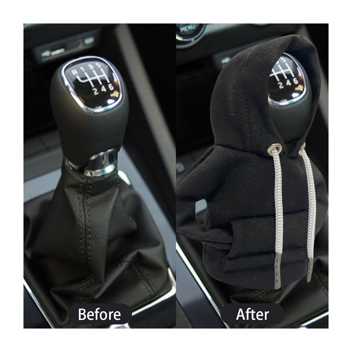 Universal Car Gear Shift Cover - Fashionable Hoodie Style Shift Knob | Mini Hoodie Car Shifter Accessory | Cute Automotive Interior Decor for Sedans & SUVs | Perfect for Road Trips & Daily Commute - Black