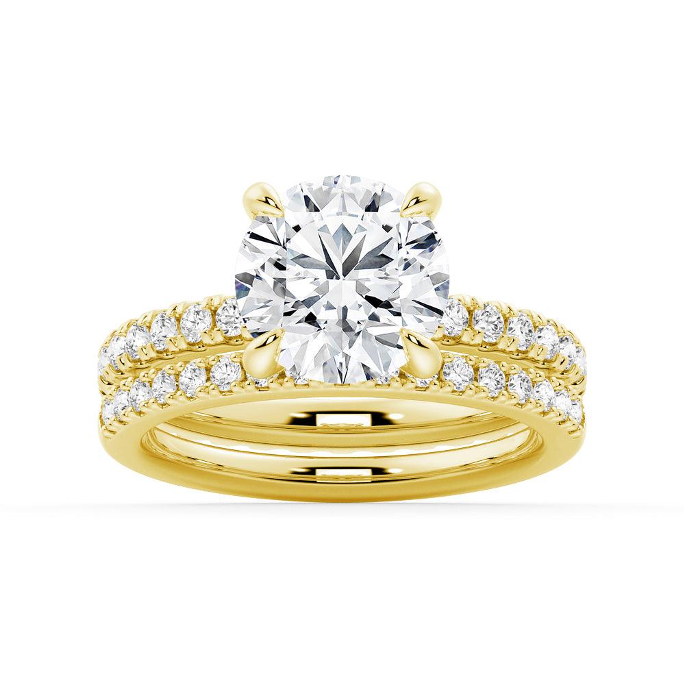 Round Moissanite Engagement Ring with Eternity Pave Band - Sparkling Wedding Jewelry for Proposals, Anniversaries & Special Occasions