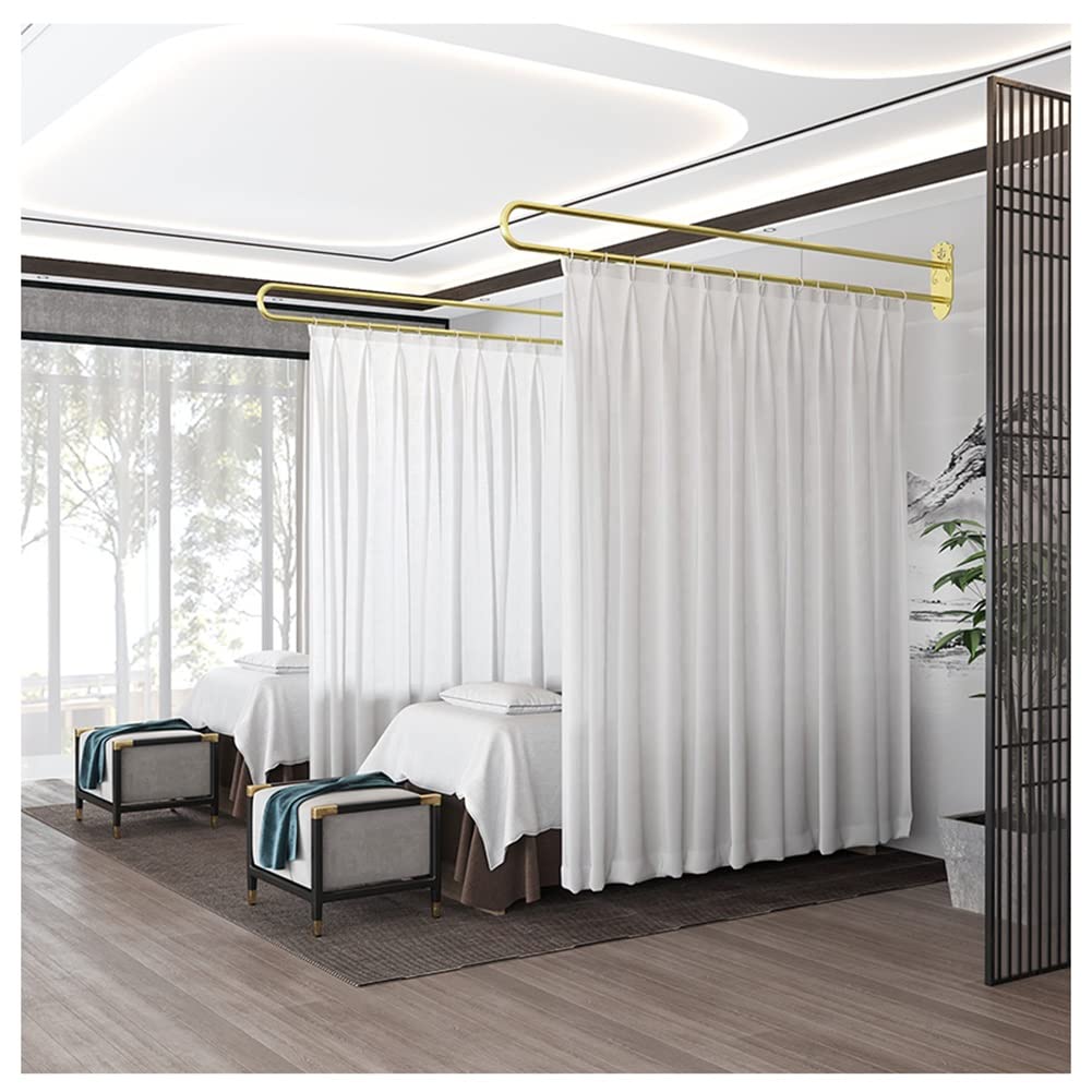 Semi Sheer Room Divider Curtains - Light Filtering Privacy Curtain with U-Shaped Support Rod for Beauty Salons, Clinics & Shared Bedrooms | Salon Partition & Space Divider for Home & Commercial Use