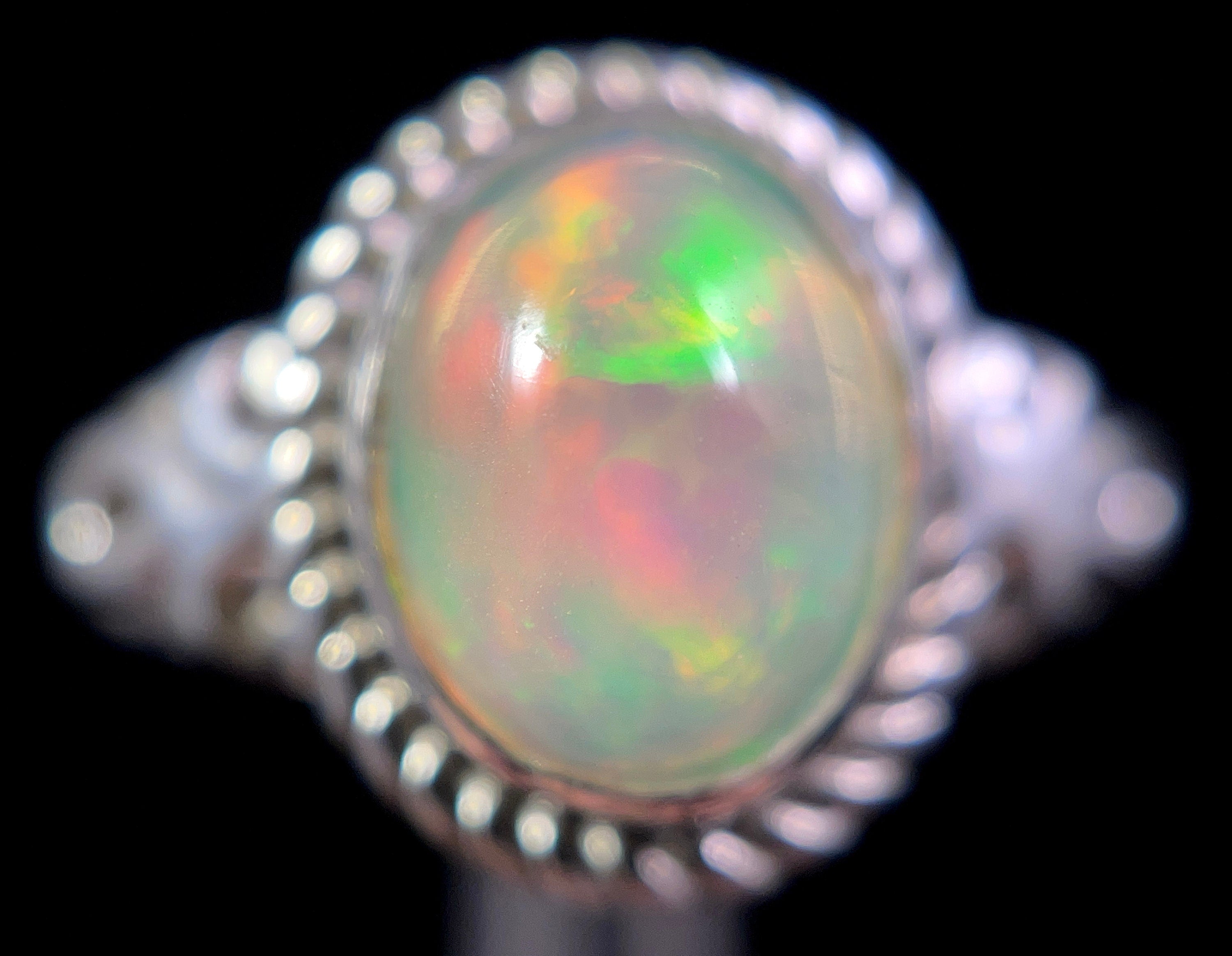 Ethiopian Opal Ring for Women - Sterling Silver Size 7, Welo Opal Bridal Jewelry - Perfect for Weddings, Anniversaries & Special Occasions
