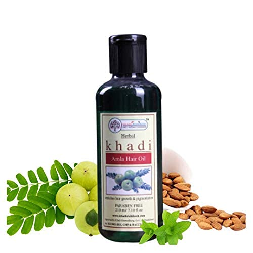 KHADI RISHIKESH Ayurvedic Amla Hair Oil for Hair Growth & Fall Control - 210ml | Promotes Long Strong Hair for Women & Men | Free Keychain Included | Perfect for Daily Hair Care & Scalp Massage