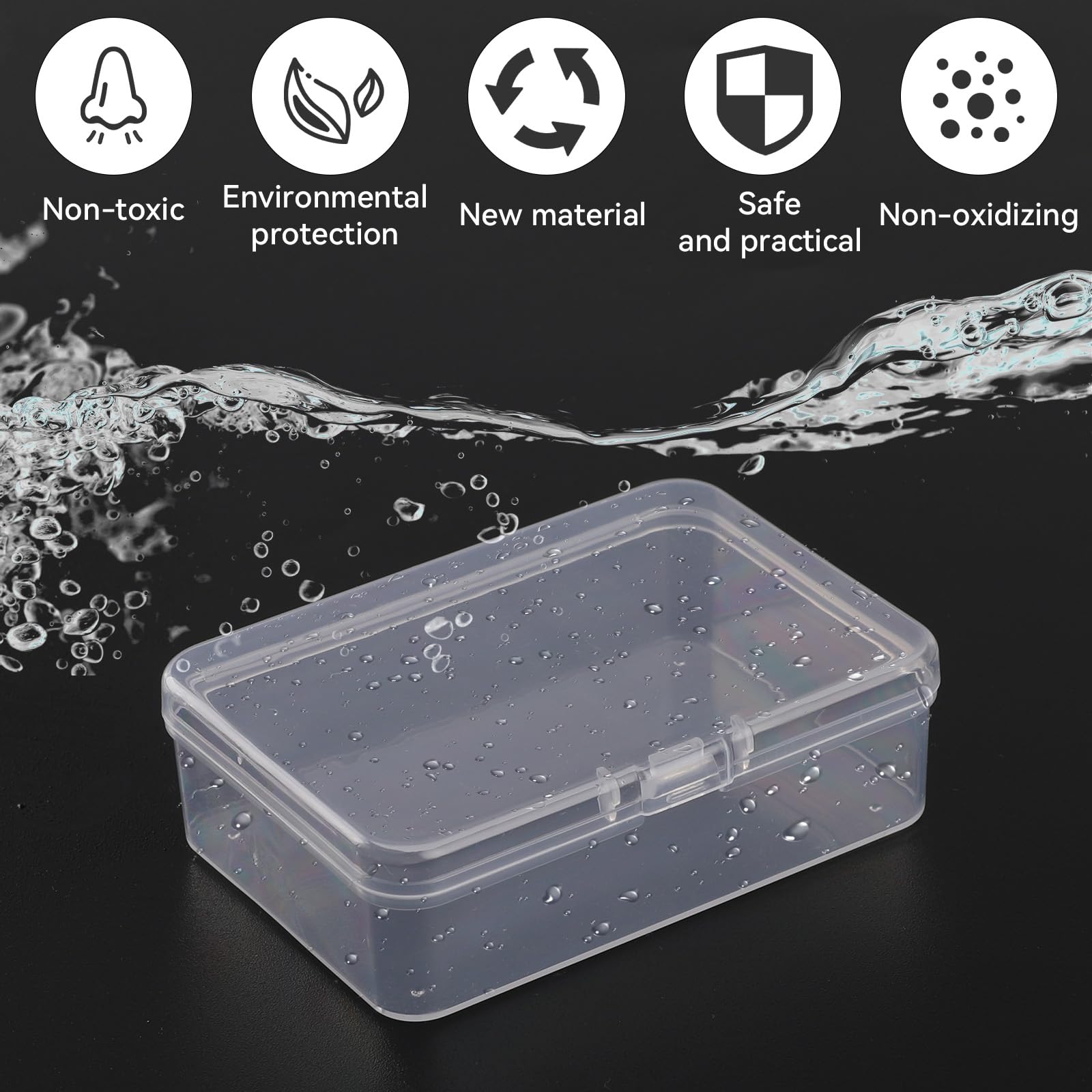 6-Pack Mini Clear Plastic Storage Containers with Lids - 3.3 x 2.4 x 1 Inch Small Rectangle Organizer Boxes for Jewelry, Beads, Crafts, Office & Home Organization