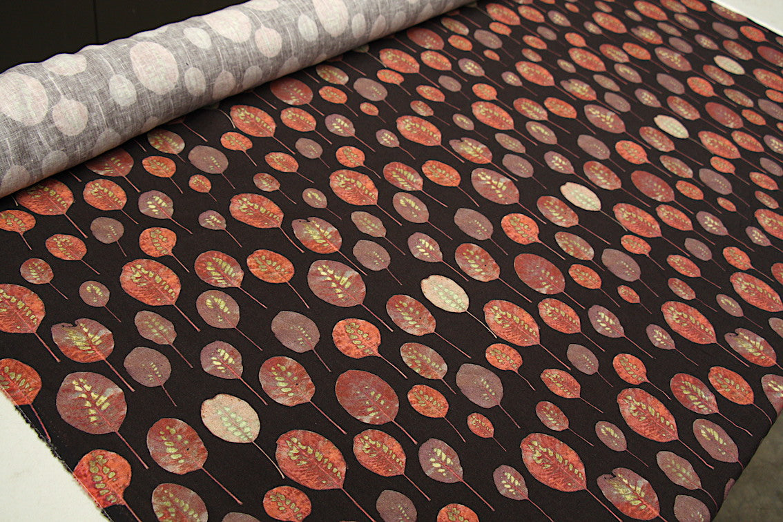 Autumn Leaves Washed Printed Linen Fabric - Soft & Durable Material for Fall Home Decor, Table Runners, Curtains & DIY Craft Projects