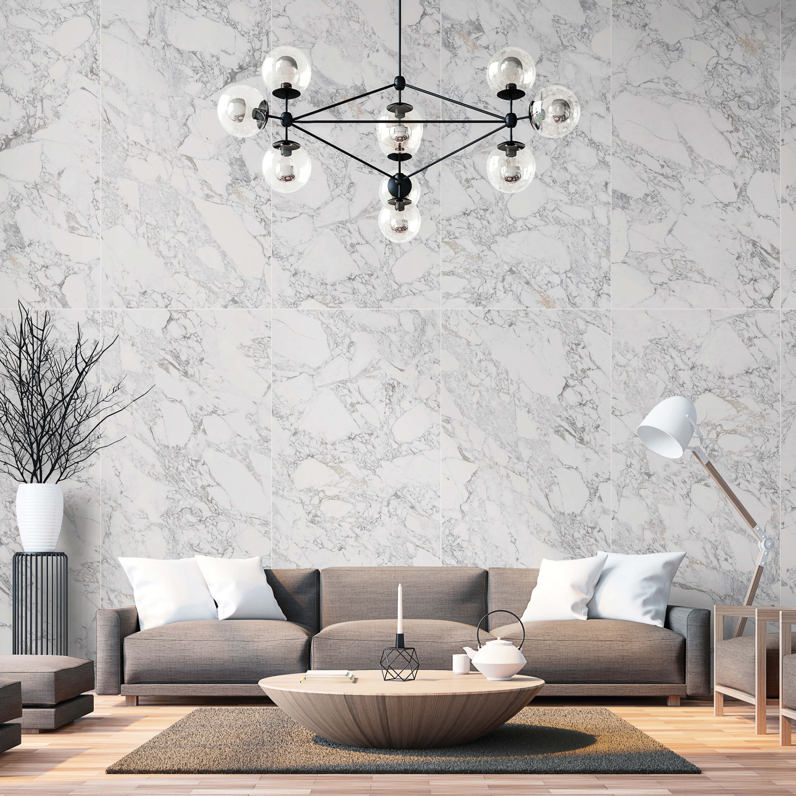 Premium Megaslim Slab Arabescato Marble - 2700x1200x6 mm - Large Thin Porcelain Tile for Kitchen Backsplash, Bathroom Walls & Flooring | Elegant Home & Commercial Use