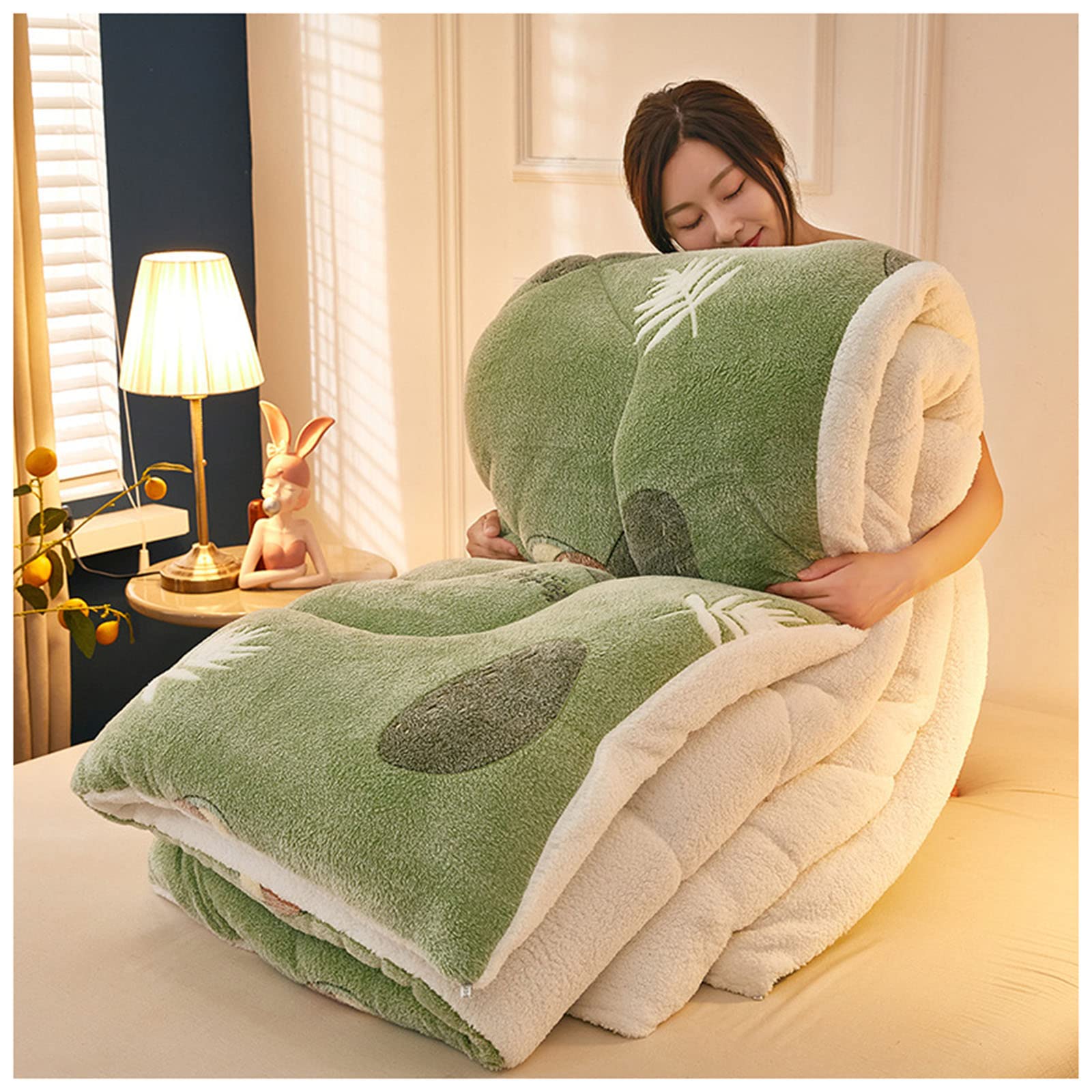 Premium Winter Duvet - 100% Lamb Wool Warm Comforter & Thickened Cotton Quilt Blanket - Double Cashmere & Soft Plush Blanket for Bed - 150x200cm (2kg) - Perfect for Cold Weather, Cozy Bedroom & Guest Room Comfort