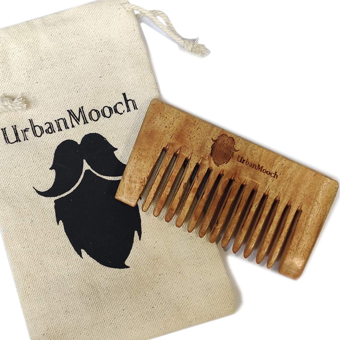 UrbanMooch Neem Wood Hair & Beard Comb for Men - Pocket Size, Anti-Dandruff, Reduces Hair Fall - Perfect for Travel, Gym & Daily Grooming - Healthy & Stylish Hair Care Essential