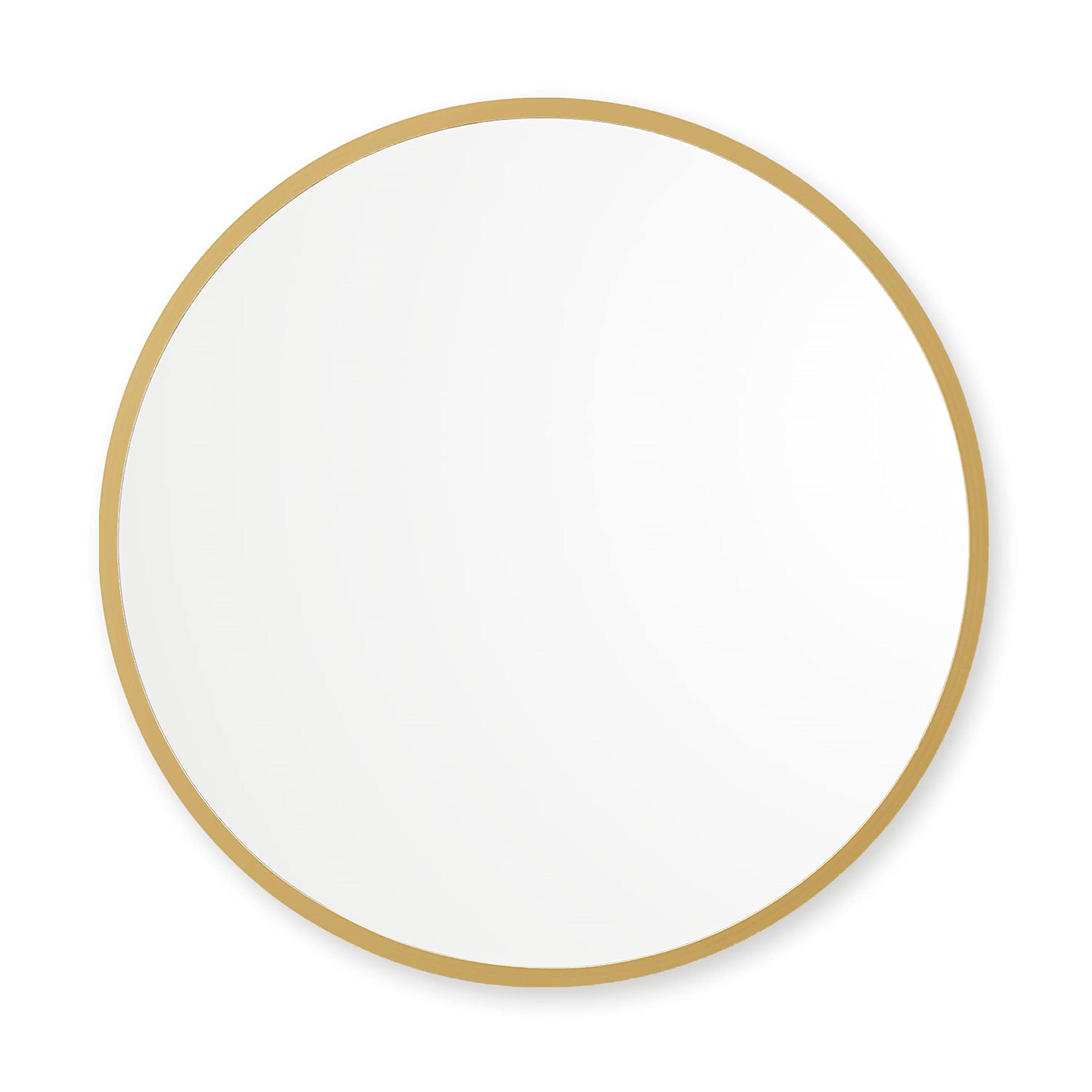Better Bevel 30x30 Inch Matte Gold Rubber Framed Round Mirror - Bathroom Wall Mirror for Vanity, Dressing Room & Home Decor