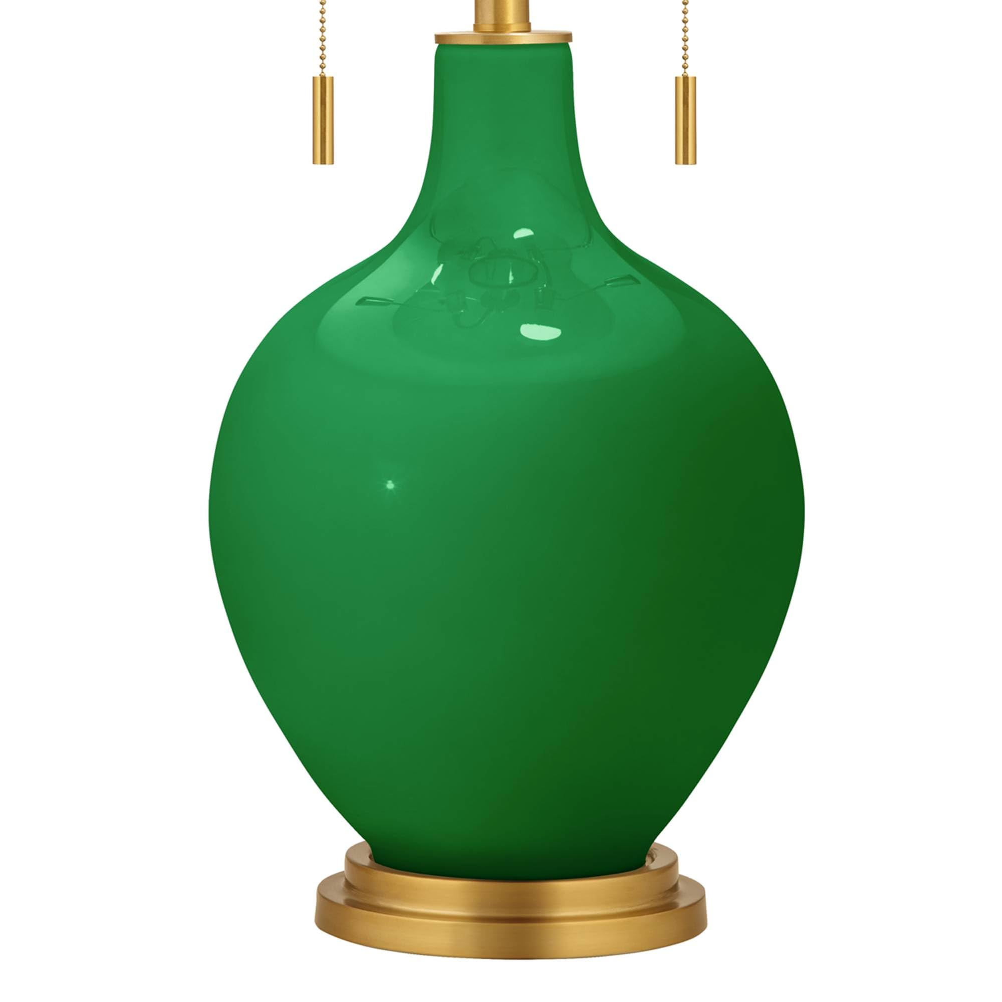 Stylish Toby Brass & Envy Green Glass Table Lamp - Modern Home & Office Decor Lighting for Living Room, Bedroom, or Study