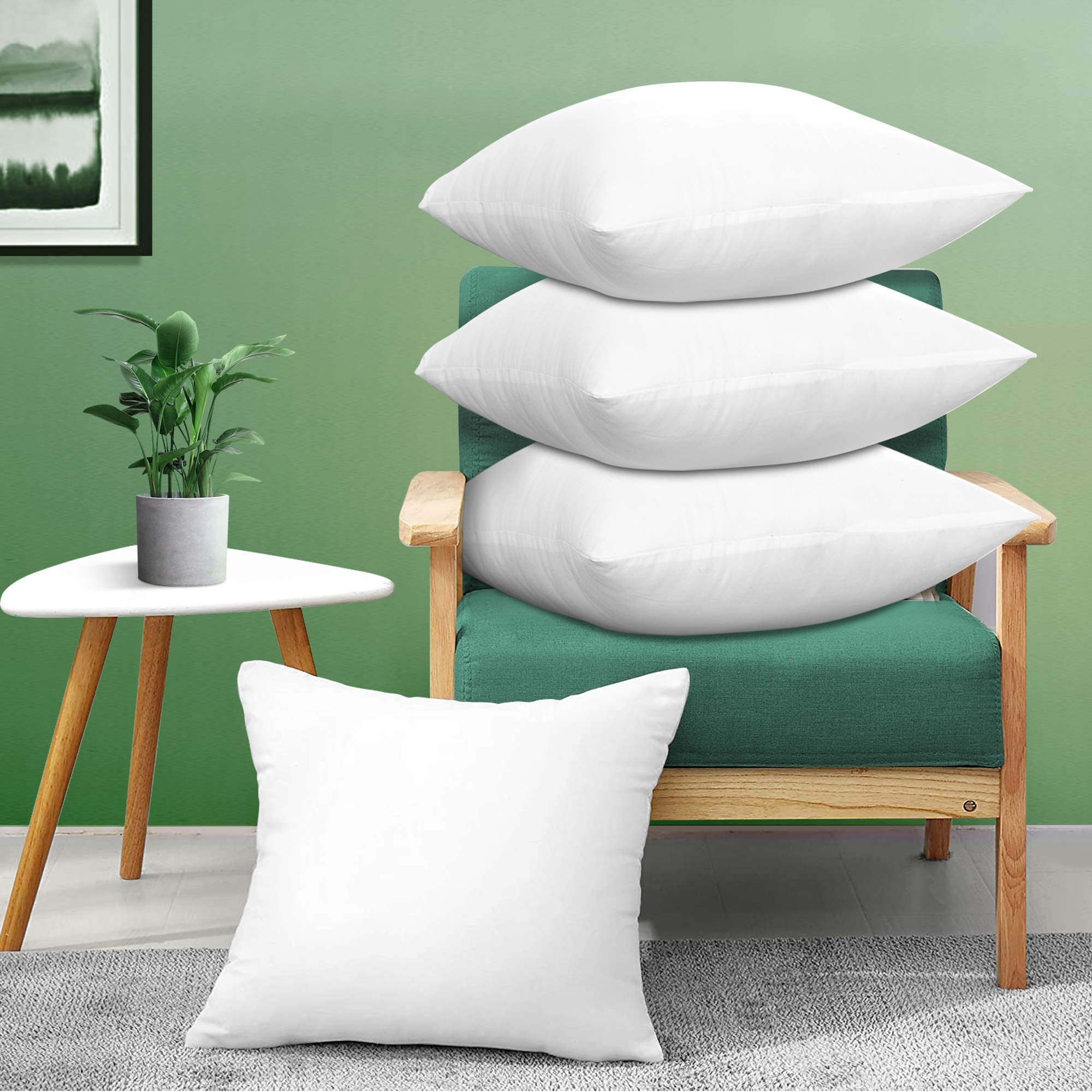 Acanva Premium 24x24 Inch Decorative Square Throw Pillow Inserts (4-Pack) - Soft White Couch Pillows for Sofa, Bed & Chairs - Perfect for Living Room Decor, Home Styling and Cozy Comfort