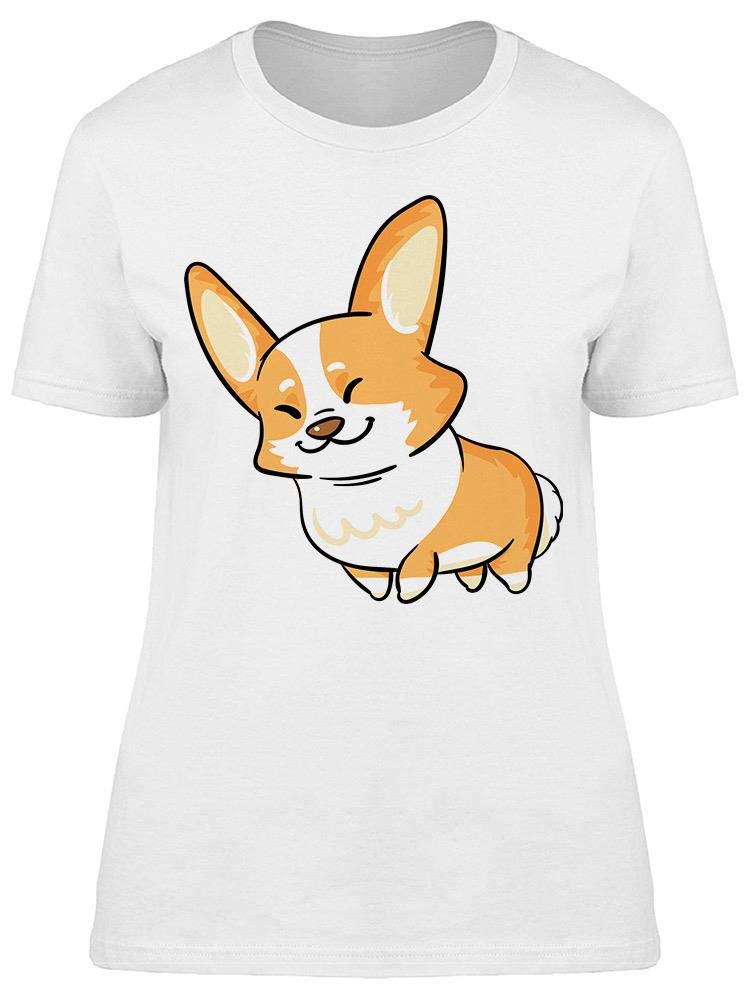 Cartoon Smiling Corgi T-Shirt for Women - Cute Dog Lover Graphic Tee - Casual Wear & Gift for Pet Owners