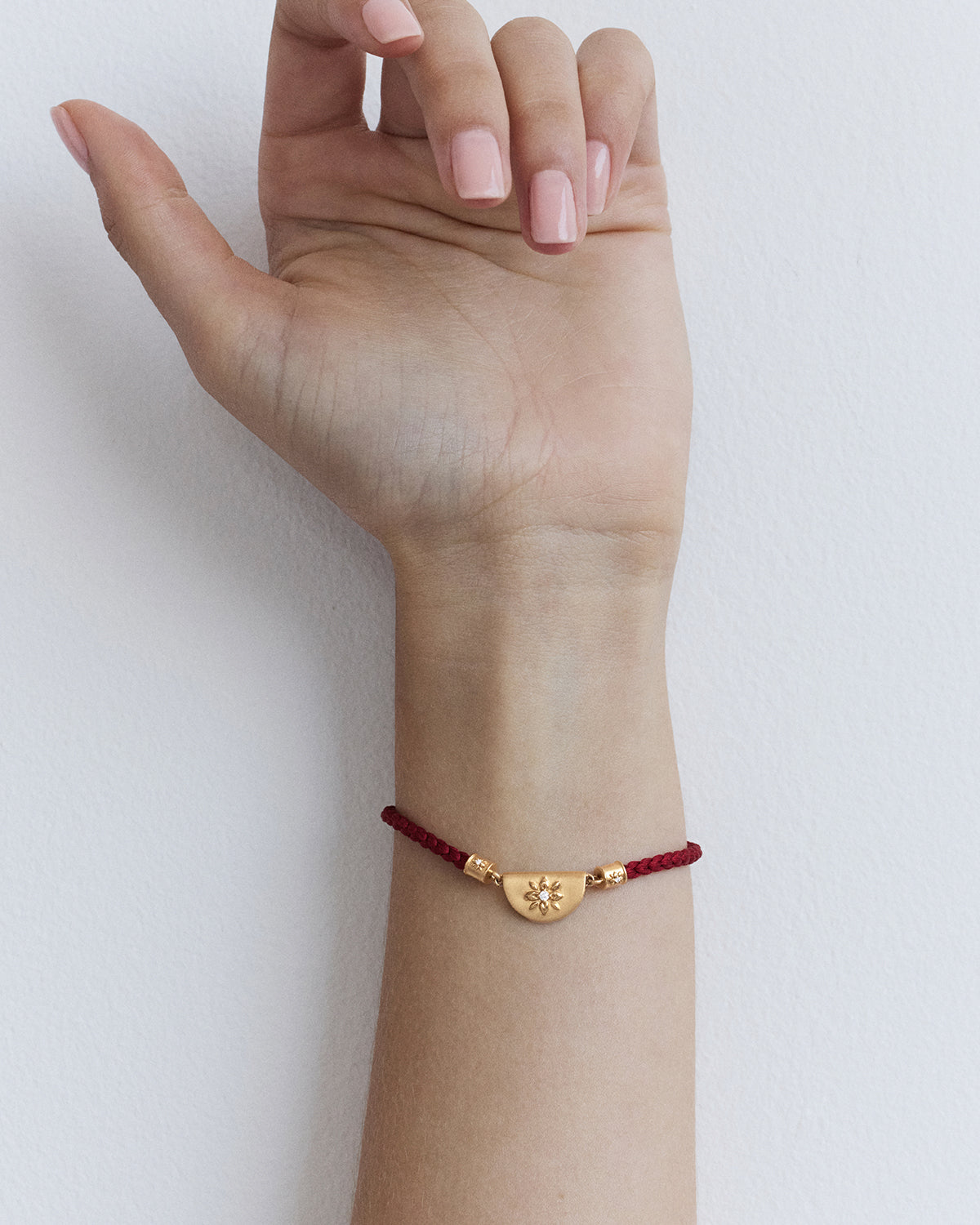 18K Gold Vermeil Lotus Red Silk Cord Bracelet - Elegant Handmade Jewelry for Women, Perfect for Gifts, Parties & Everyday Wear