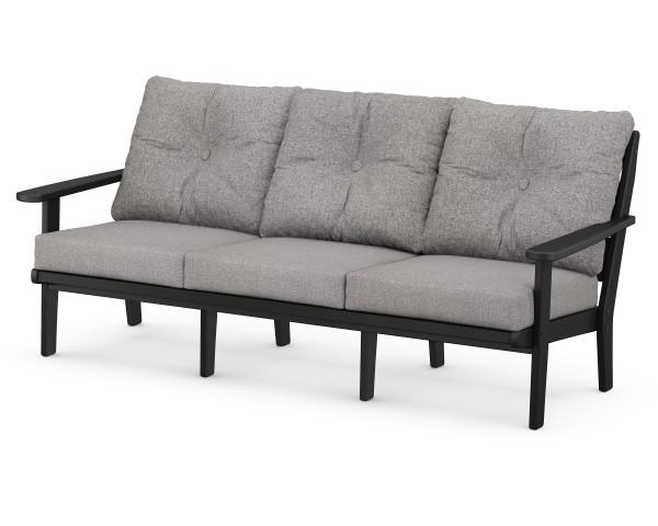 Polywood Black Lakeside Deep Seating Outdoor Sofa - Durable All-Weather Patio Furniture for Backyard, Poolside & Garden Relaxation