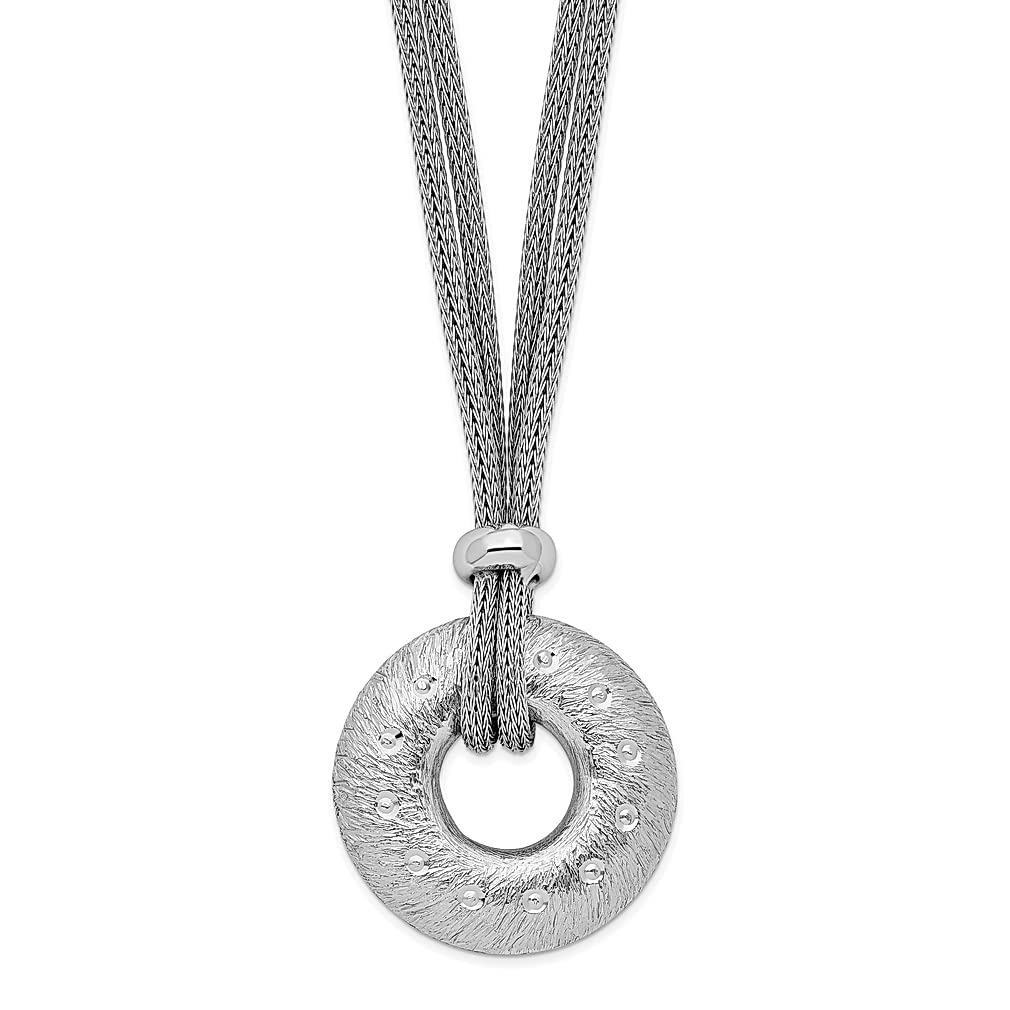 925 Sterling Silver Brushed 2-Strand Circle Chain Necklace with Geometric Pendant - Elegant Women's Fine Jewelry Gift for Her - Perfect for Date Nights, Anniversaries and Special Occasions