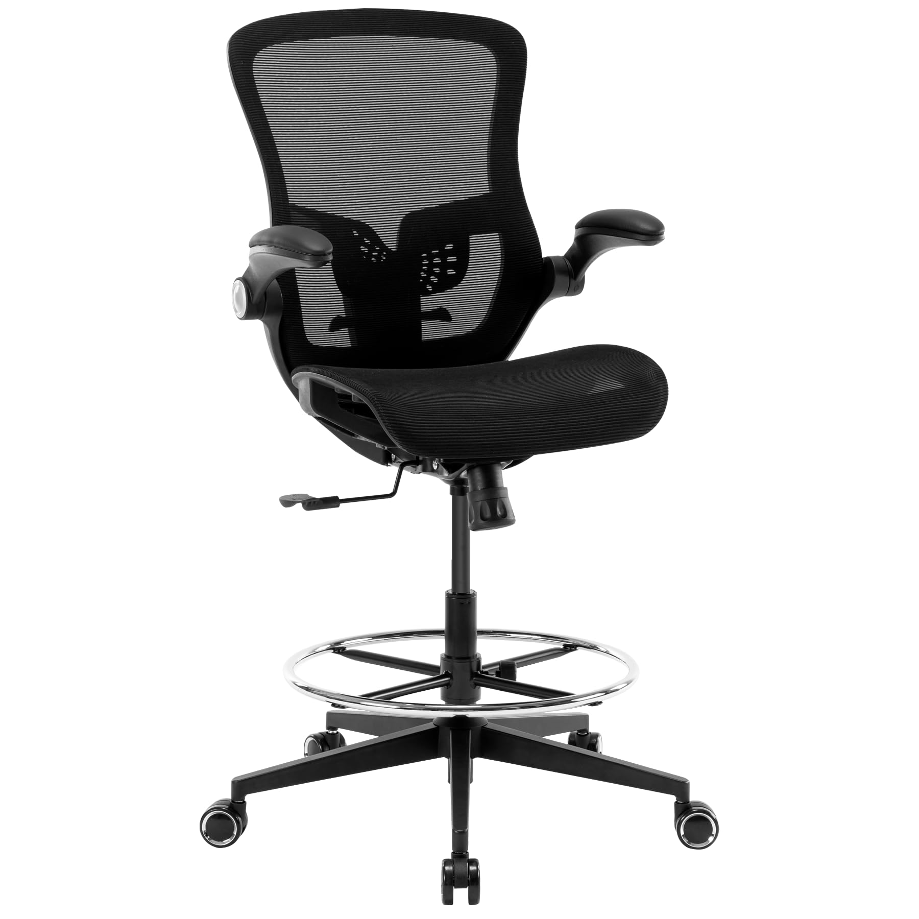 Ergonomic Office Drafting Chair - Adjustable Height Tall Desk Chair with Footrest & Lumbar Support - Executive Computer Chair for Standing Desks - Perfect for Architects, Designers & Home Office (Black)