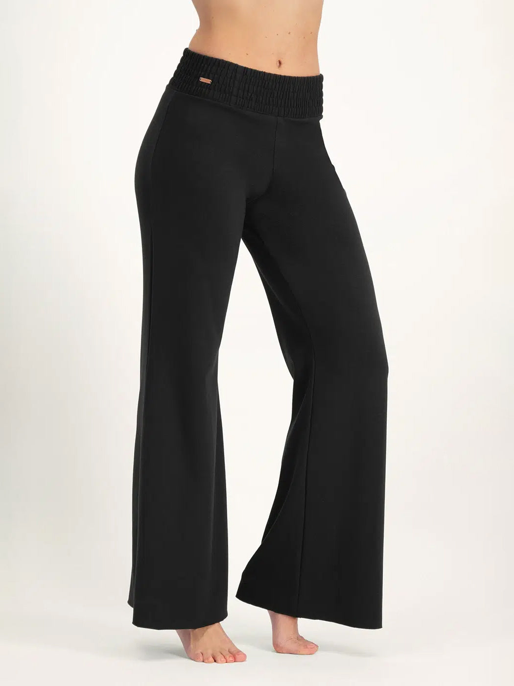 Urban Goddess Flow Wide Leg Yoga Pants - Onyx Black | High Waisted Stretchy Lounge Pants for Yoga, Pilates & Casual Wear
