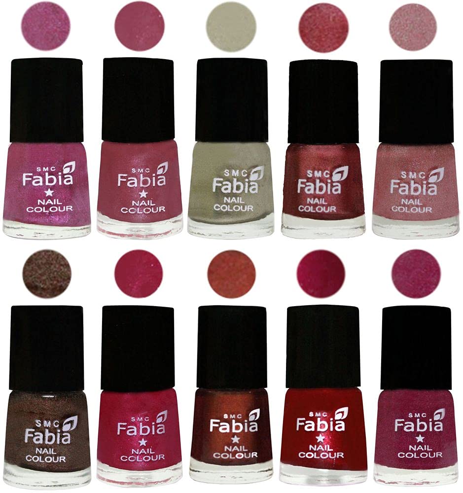 SMC Fabia Nail Paint Set - 10 Vibrant Multicolor Nail Polish Kit (6ml Each) | Long-Lasting Glossy & Shine Finish | Perfect for Manicures, Pedicures, Nail Art & Gift Giving