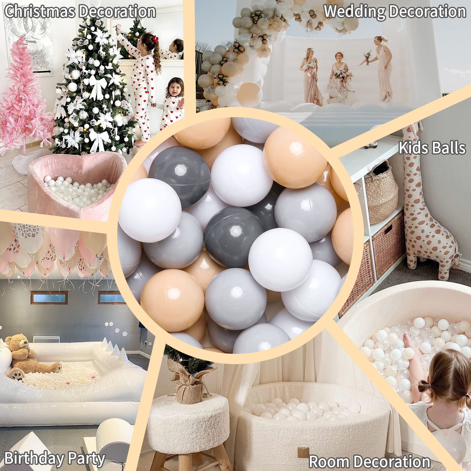 Non-Toxic 2.2-Inch Crush Proof Play Balls for Toddlers - Pack of 50/100/200 | Phthalate-Free & BPA-Free Plastic Shape Balls | Safe for Indoor Playpens, Kids Pools & Sensory Play Activities