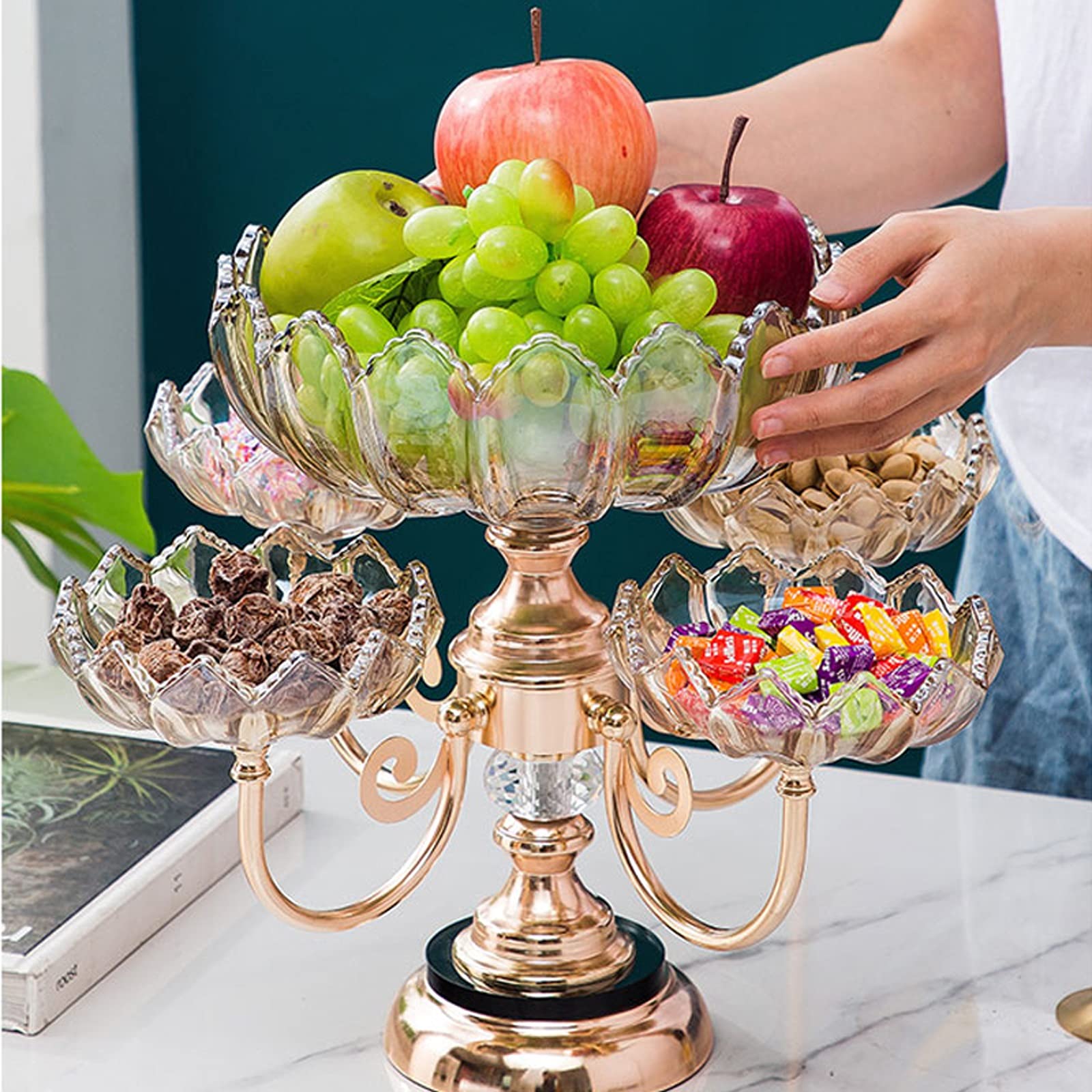 Elegant Glass Fruit Basket - Nordic Style Multi-Layer Serving Plate for Snacks, Candy & Desserts | Perfect for Living Room, Coffee Table & Entertaining