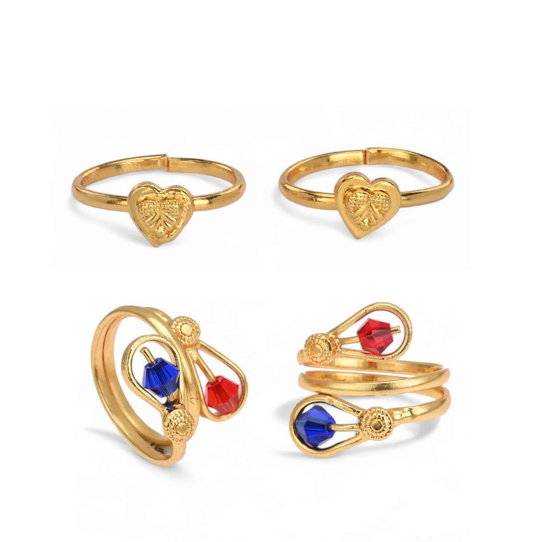 AanyaCentric Adjustable Toe Rings for Women - Trendy & Fashionable Combo of 2 Pairs - Perfect for Beach, Summer Outfits and Boho Style Accessories