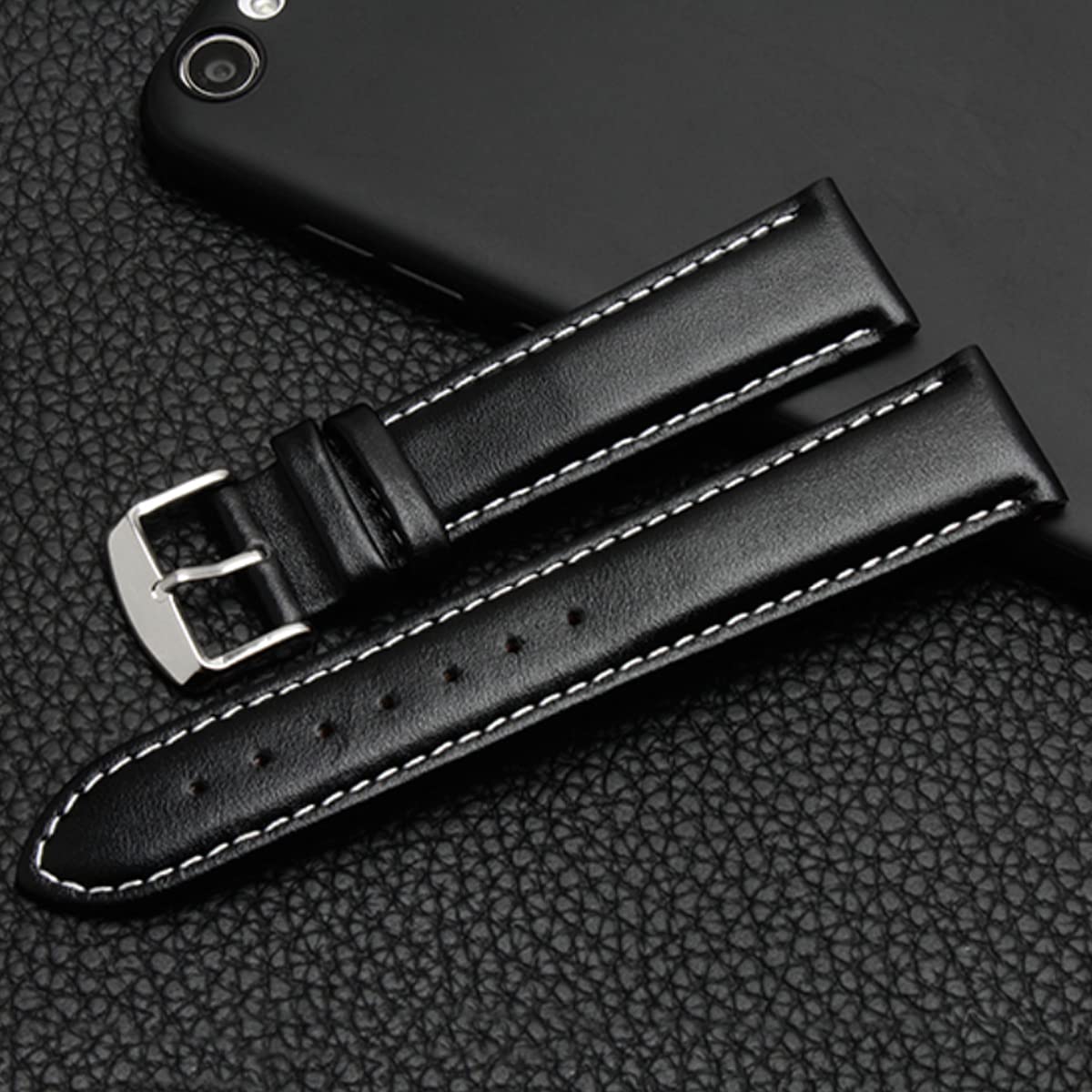 Premium Top Grain Leather Watch Band with Gold Buckle Pin & Stitching – Jaxon Strap Replacement for Men & Women (Brown/Black) – Fits Most Watches – Ideal for Daily Wear, Business & Casual Occasions