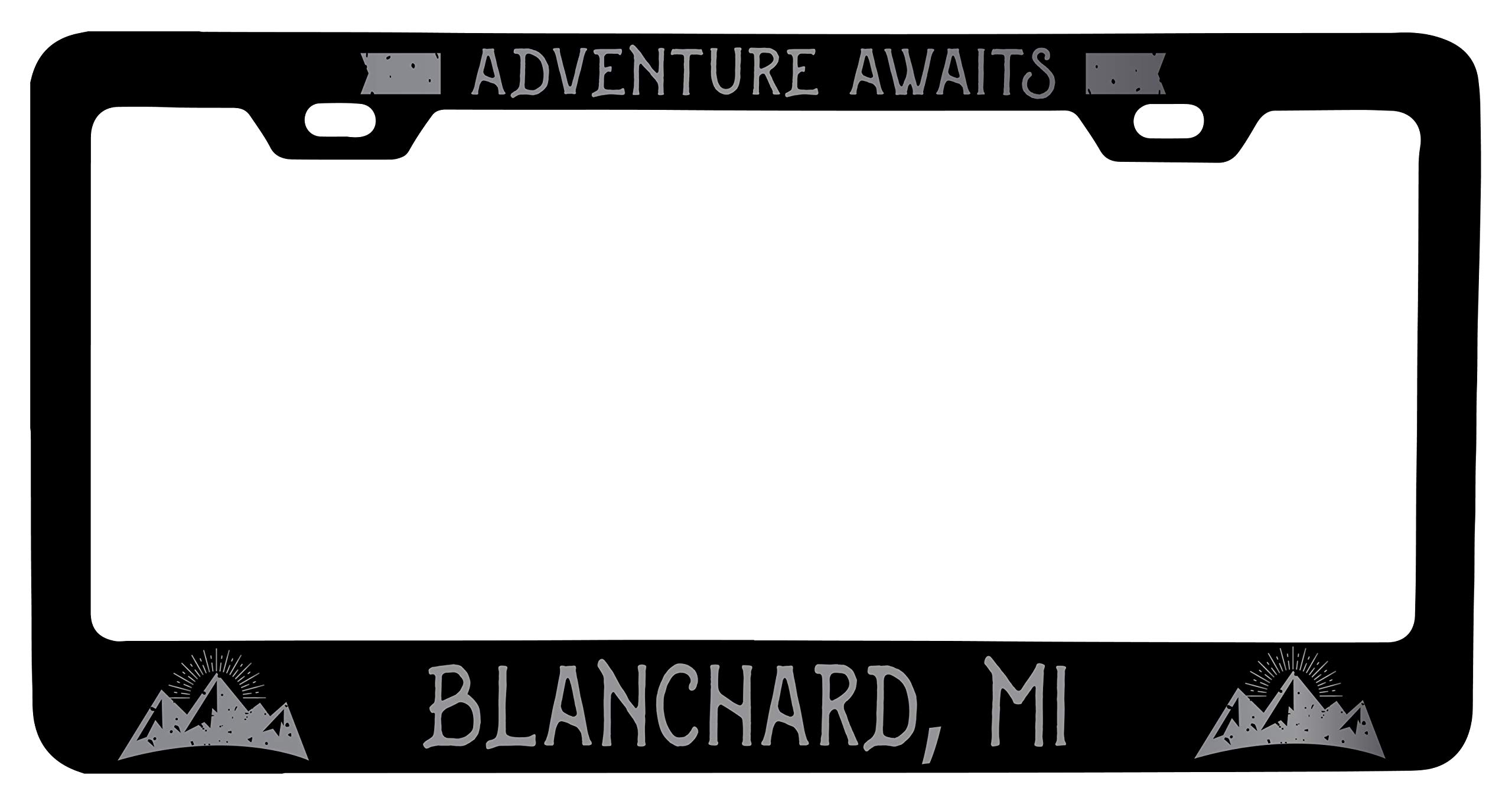 Blanchard Michigan Laser Etched Vanity Black Metal License Plate Frame - Durable Car Accessory for Customization & Personalization - Perfect for Cars, Trucks & Motorcycles