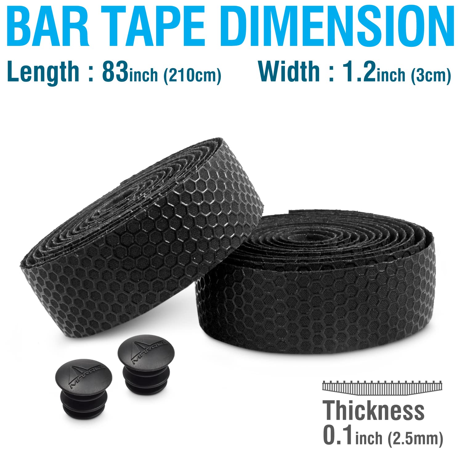 MARQUE Hex Bike Handlebar Tape - Premium Road Cycling Handlebar Grip Tape for Drop Bars, Non-Slip Comfortable Ride - 2 Rolls per Set (Ideal for Long-Distance Cycling & Commuting)