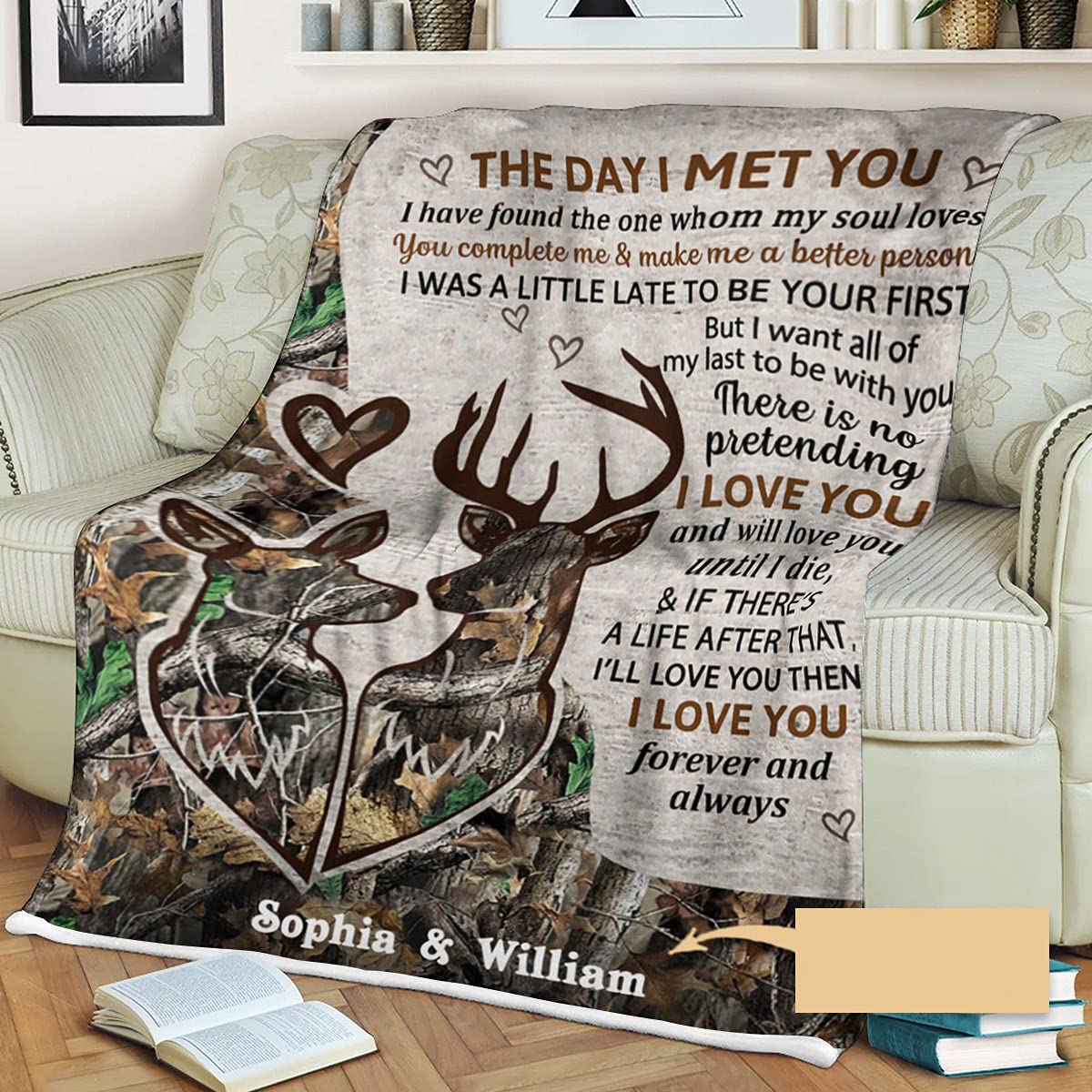Custom Deer Couple Blankets - Gifts for Wife & Husband - Valentine's Day & Anniversary - Cozy Home Decor