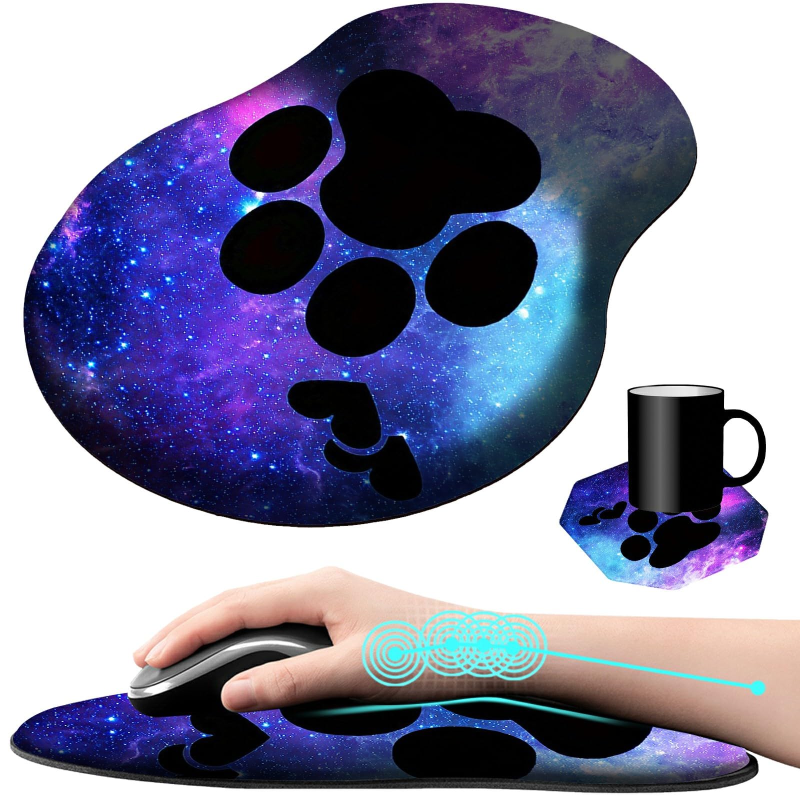 Ergonomic Mouse Pad with Wrist Support - Cute Dog Paws Pattern Gel Gaming Mousepad for Laptop & Computer - Comfortable Office & Home Work Accessory - Perfect for Gaming, Programming and Long Working Hours