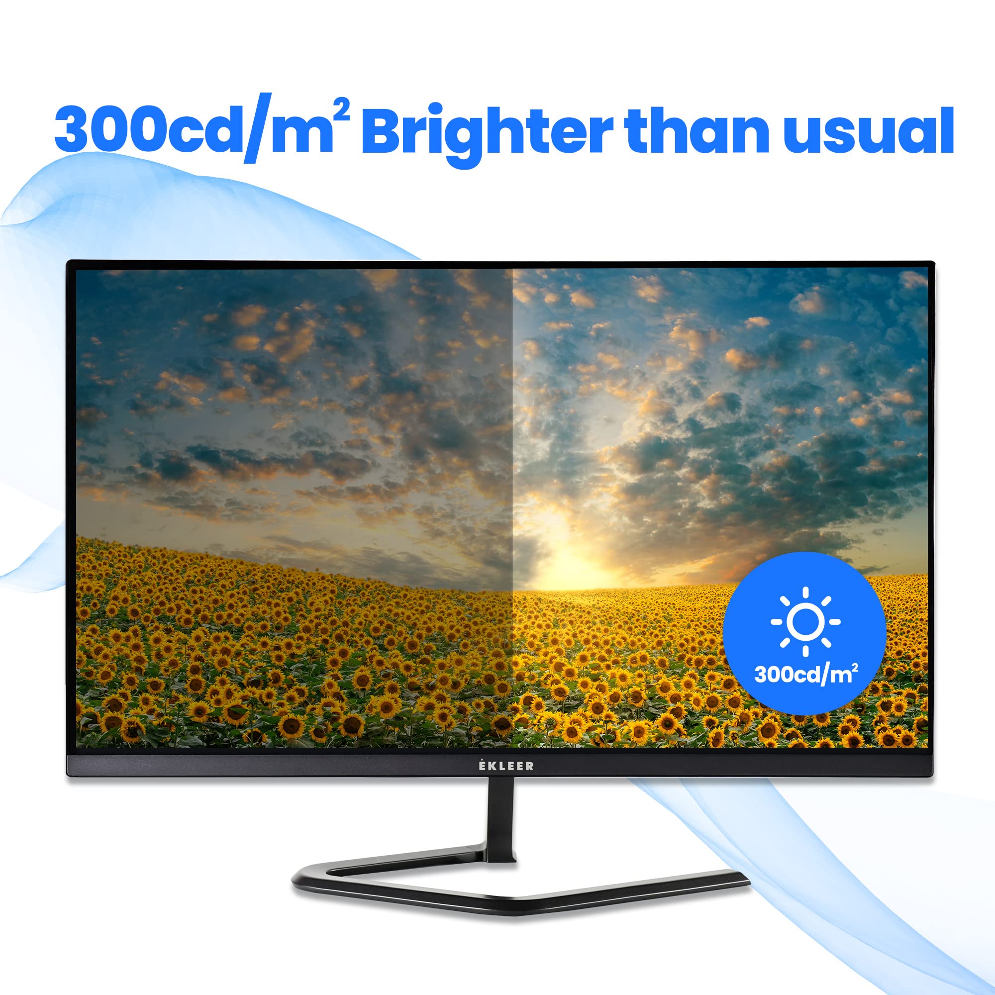 EKLEER 27-inch Ultra Thin Bezel Computer Monitor - FHD 1080p IPS Display with HDMI & USB Type-C, 75Hz Refresh Rate, Built-in USB Hub, Fast Charging - Compatible with iPhone 15/Pro/Max & MacBook Air/Pro - Perfect for Home Office, Gaming & Multimedia Entertainment
