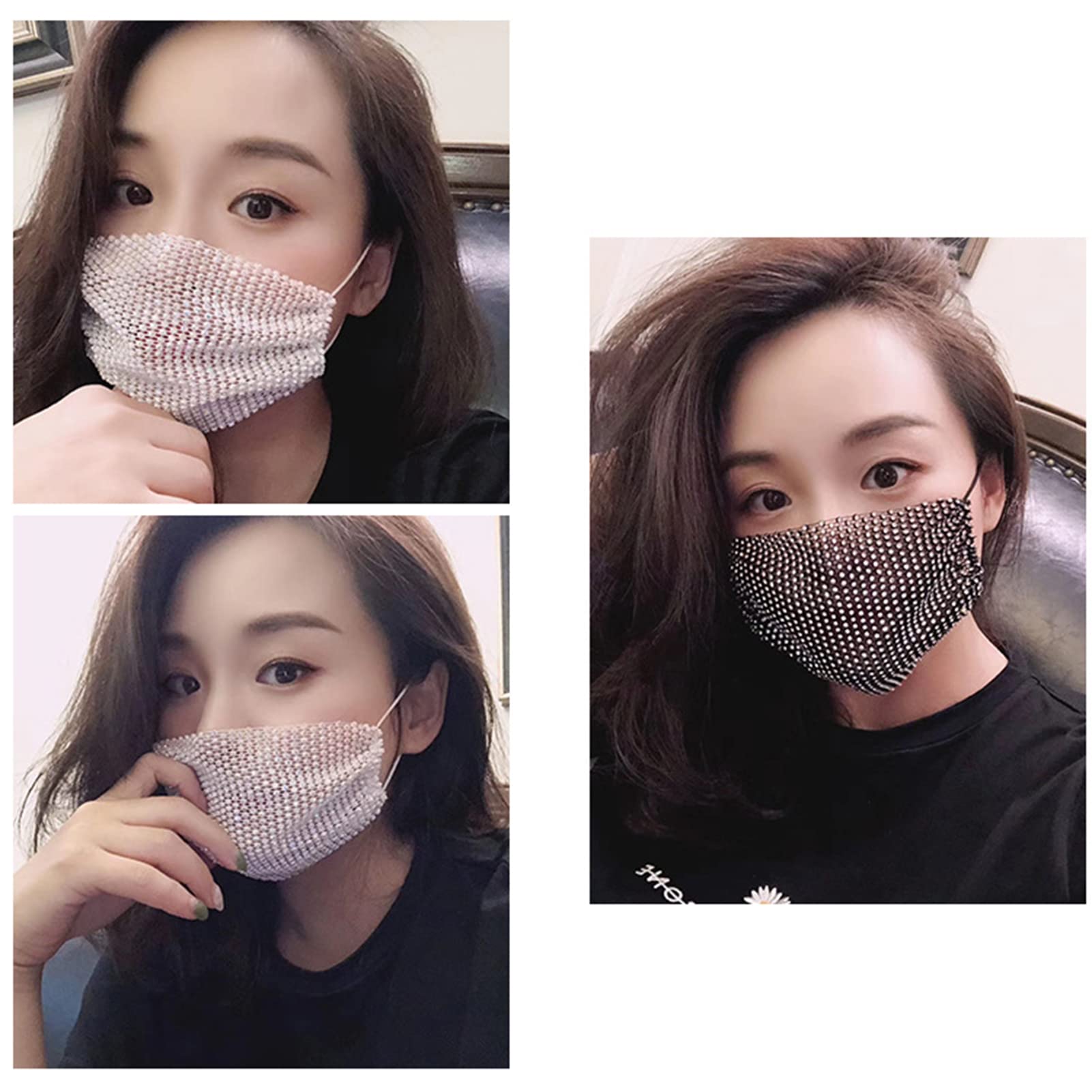 Sparkly Rhinestone Face Mask for Women - Reusable Glitter Bling Mesh Face Cover with Rhinestones | Perfect for Masquerade Parties, Halloween, Cosplay & Festive Events