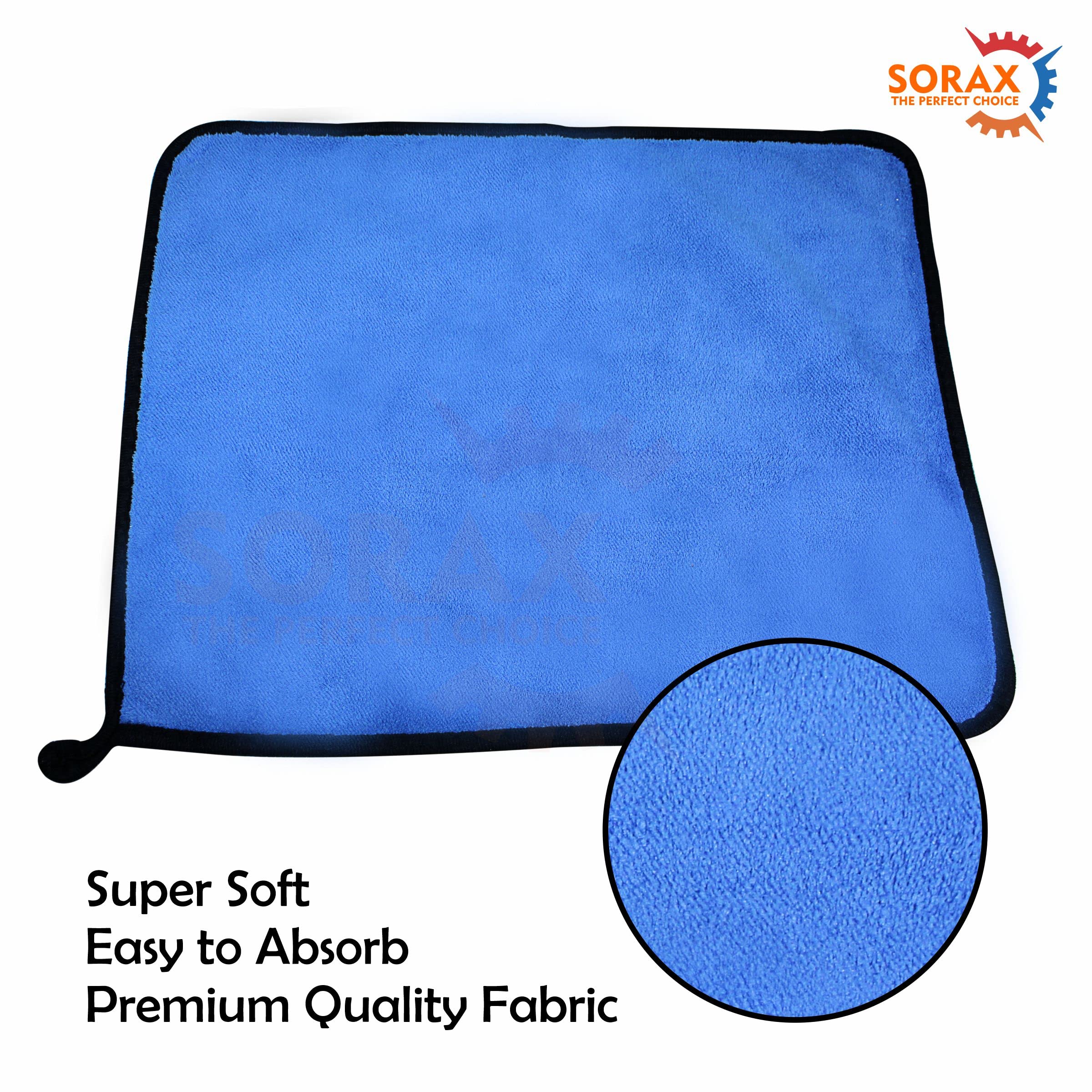 SORAX 800GSM Premium Microfiber Cleaning Cloths - Ultra Absorbent Double-Sided Kitchen Towels for Dusting, Polishing & Multi-Surface Cleaning (2-Pack, Blue) - Perfect for Cars, Windows & Household Cleaning