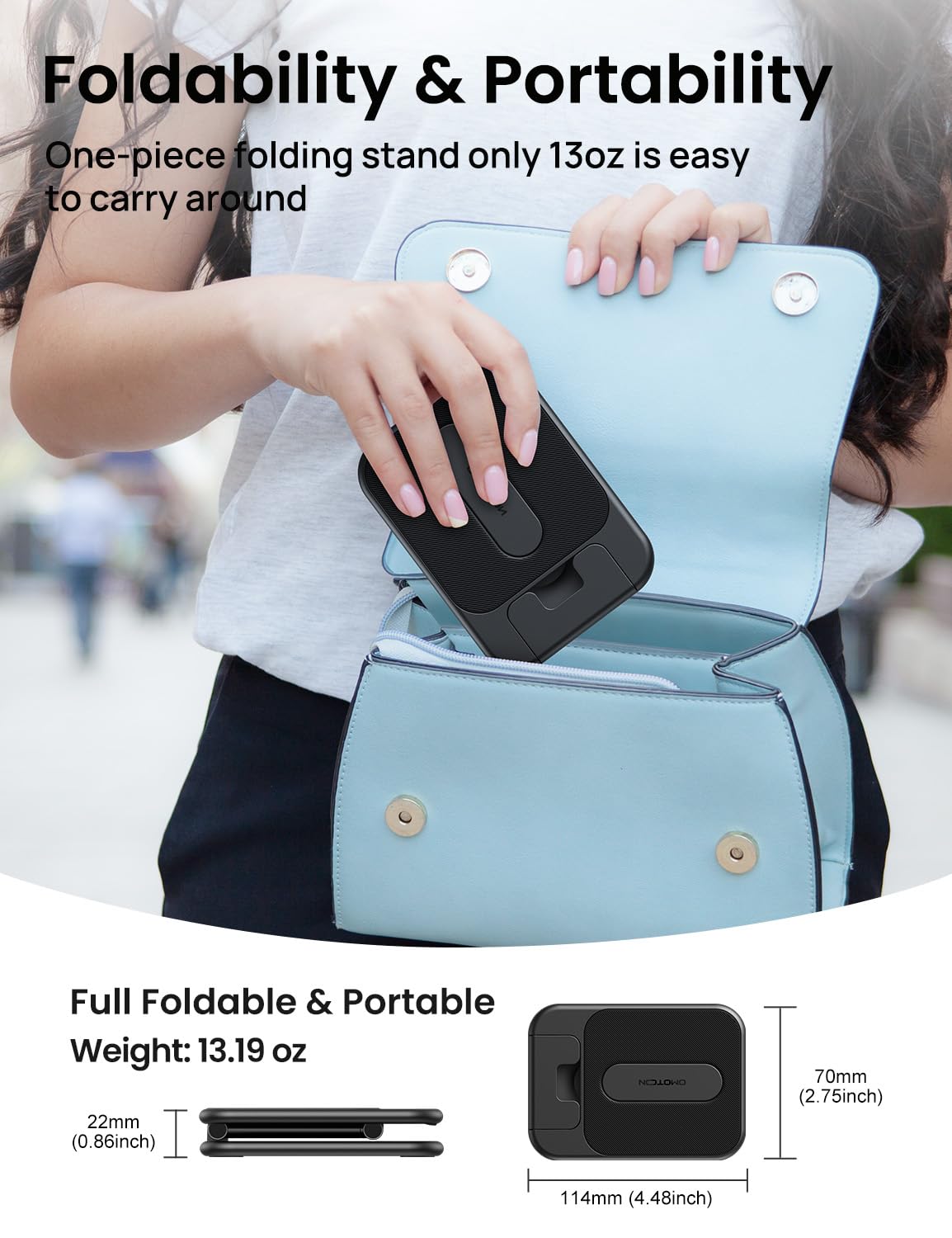 OMOTON Adjustable Foldable Tablet Stand Holder for iPad, iPhone, Samsung Galaxy Tab - Portable Monitor Stand & Desktop Dock for iPad Pro/Air/Mini, Galaxy Tab, Smartphones (Up to 12.9