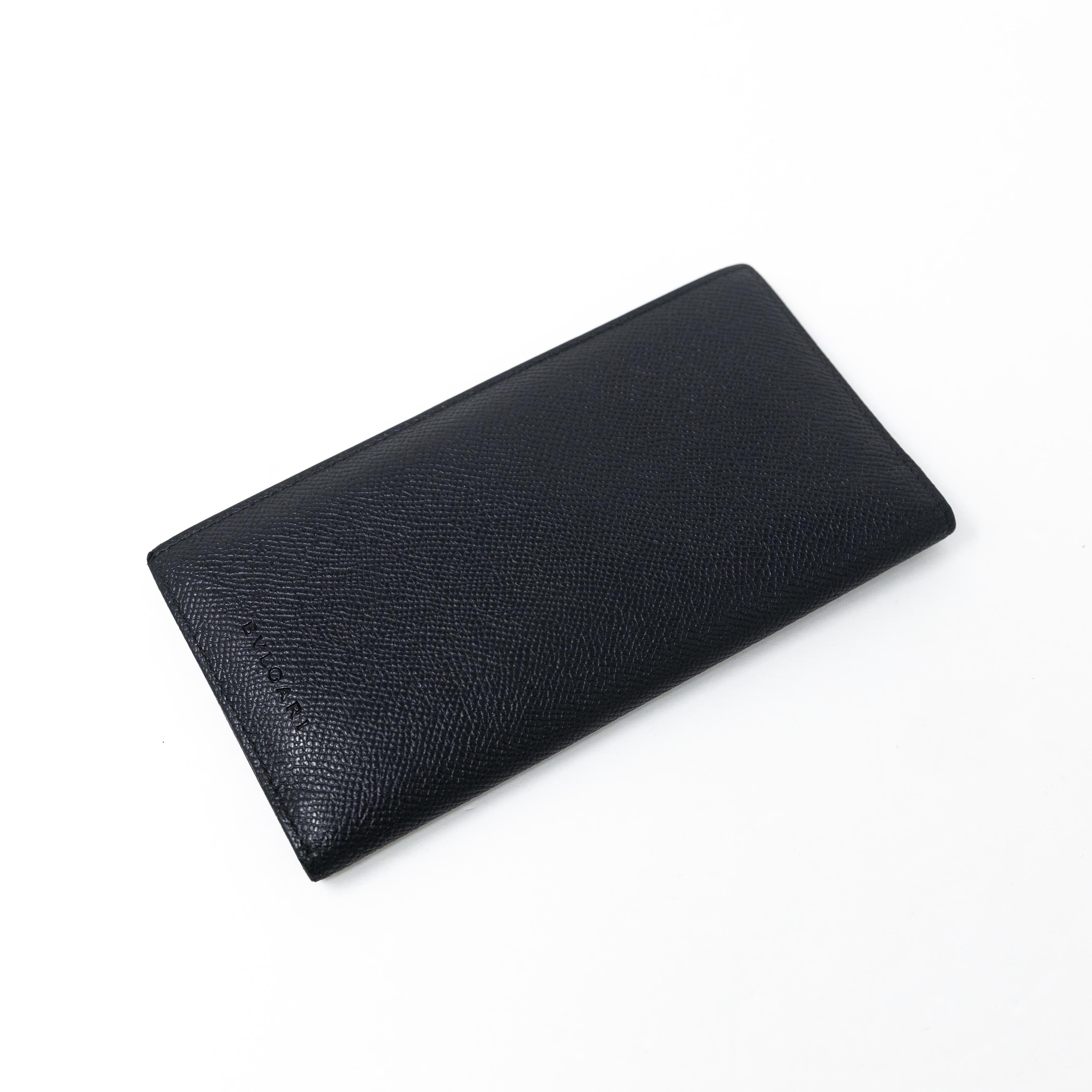 Bvlgari Black Leather Long Wallet for Men - Luxury Designer Bifold Wallet with RFID Protection - Perfect for Business, Travel & Everyday Use