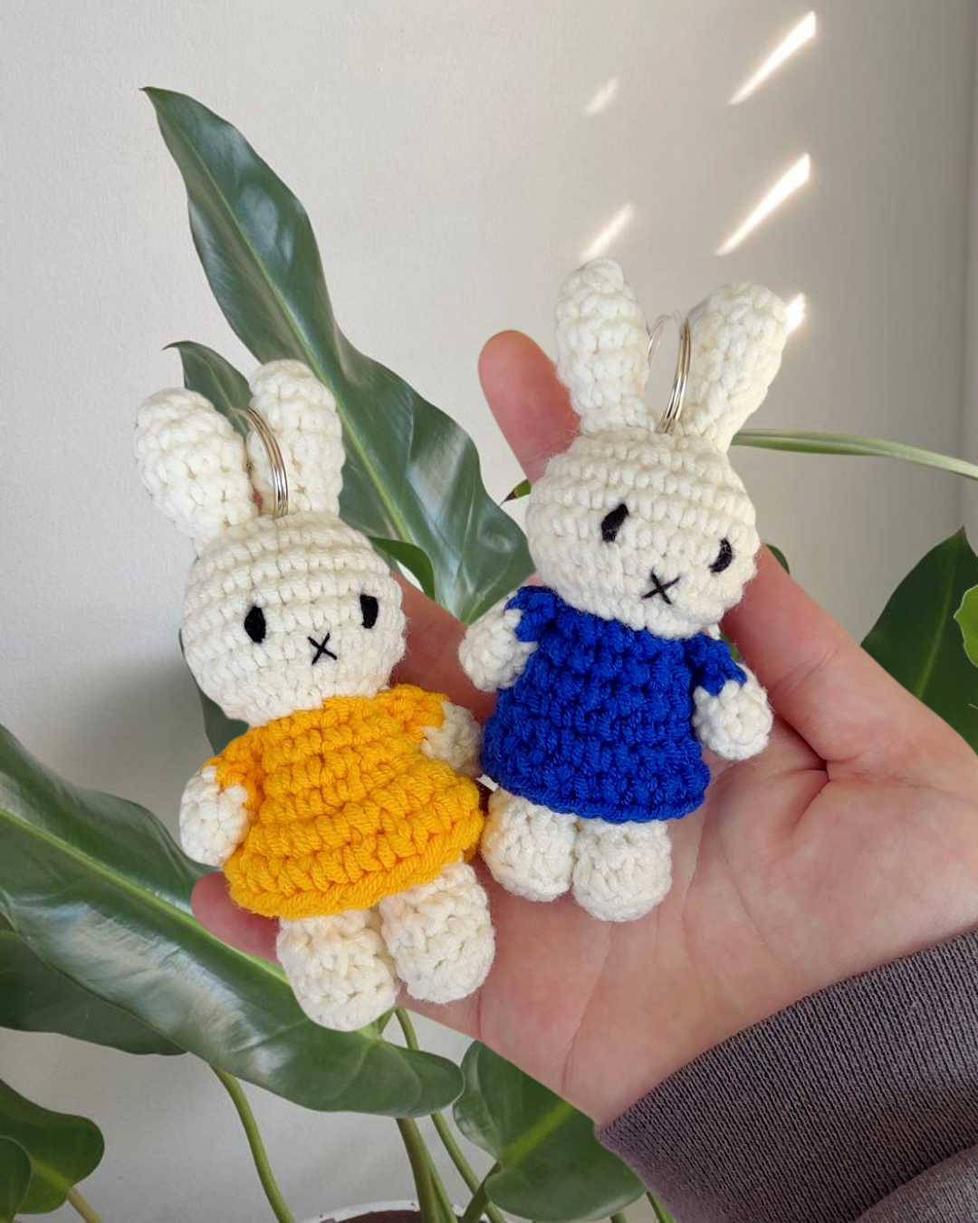 Handmade Miffy Crochet Keychain with Yellow Dress - Cute Bunny Plush Bag Charm for Keys & Backpacks | Kawaii Summer Gift for Girls, Teens & Anime Fans | Perfect for School, Travel & Everyday Use