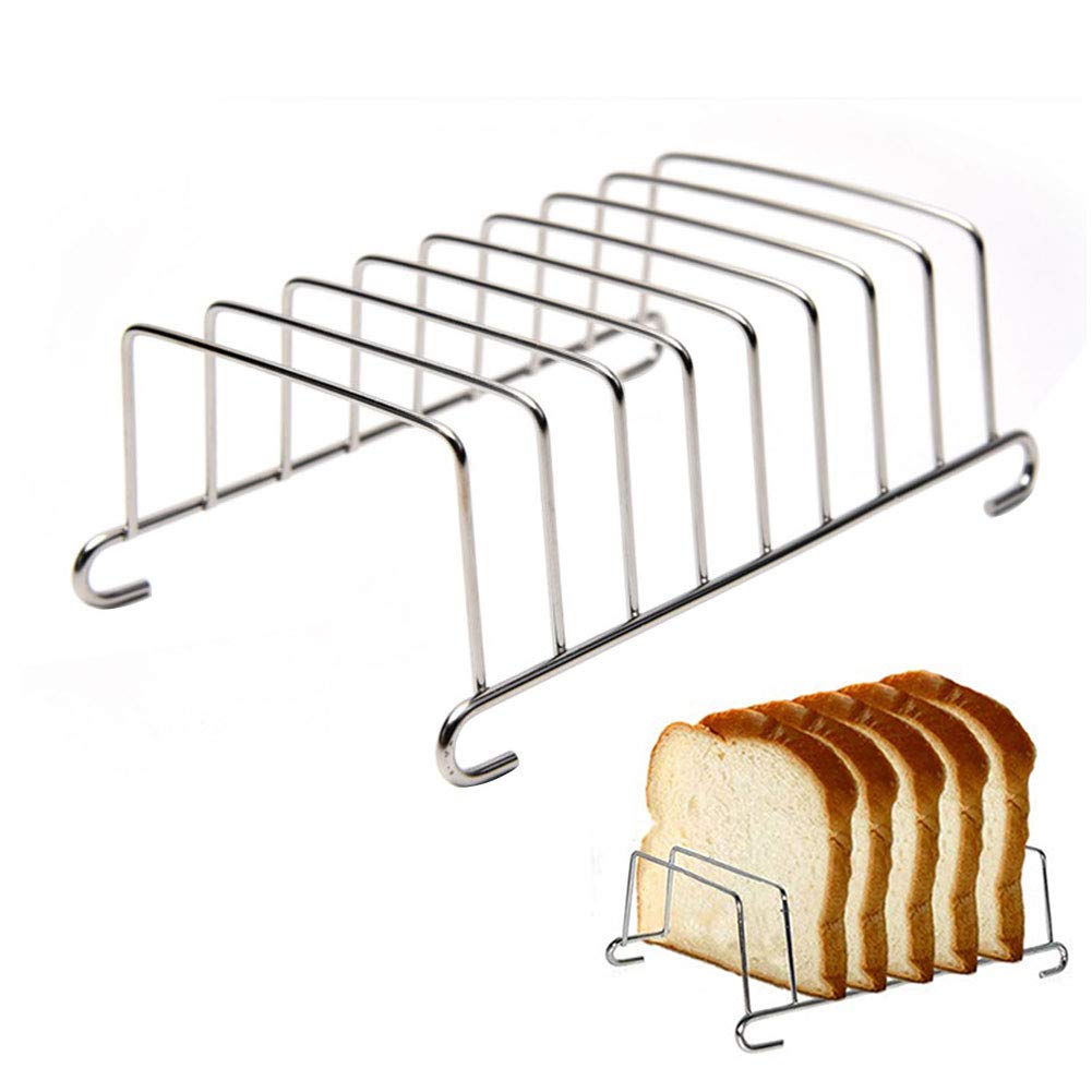 Modonghua Stainless Steel Bread Rack - 8 Slice Toast Holder for Kitchen, Dining Table & Air Fryer Accessories | Perfect for Breakfast Serving, Restaurant Use & Home Baking (2-Pack)