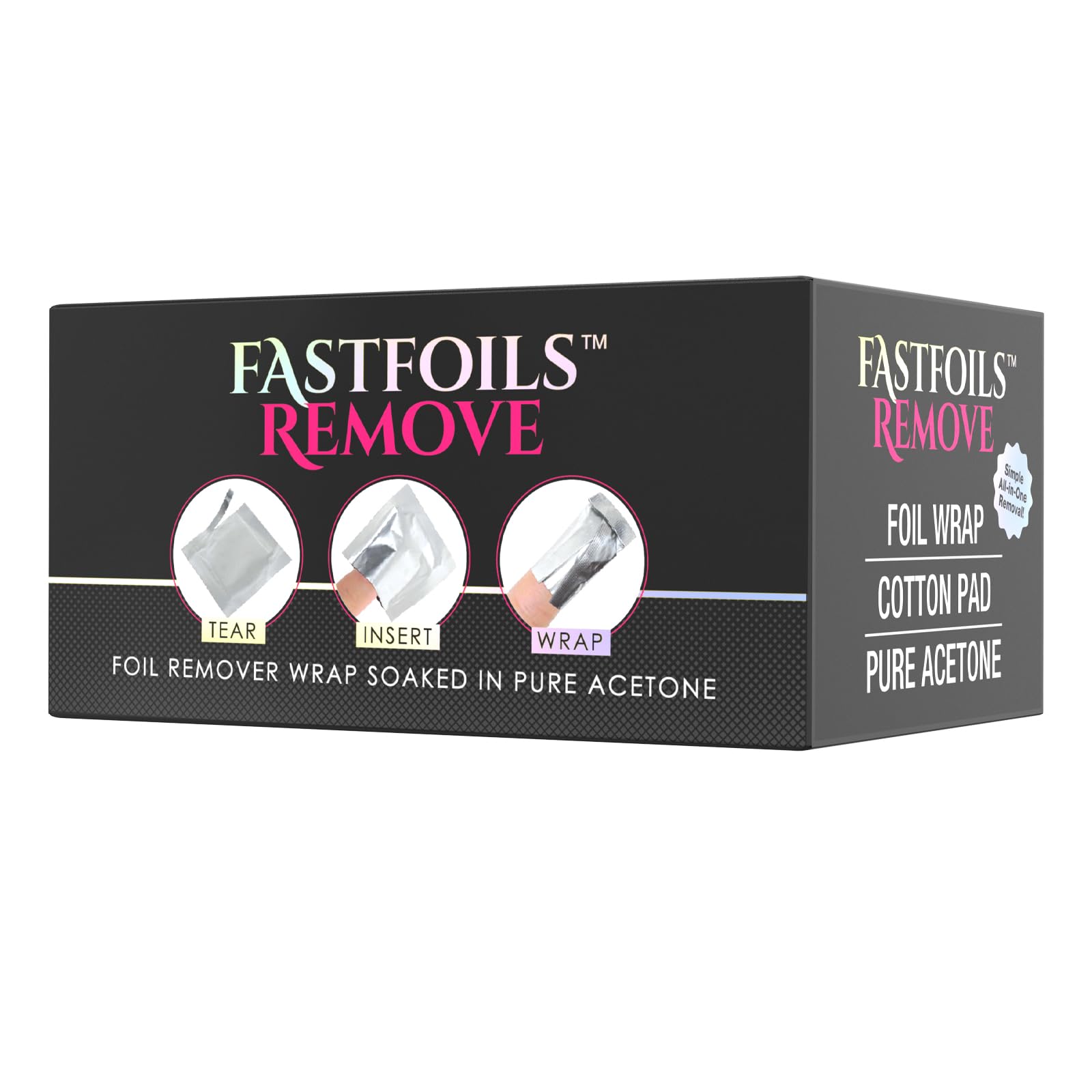 Americanails FastFoils 100ct One Step Gel Polish Foil Remover Wraps - All-in-One Nail Polish Remover with Thick Cotton Pads & Pure Acetone - Removes Gel, Acrylic & Dip Nails - Perfect for Salon & At-Home Manicures