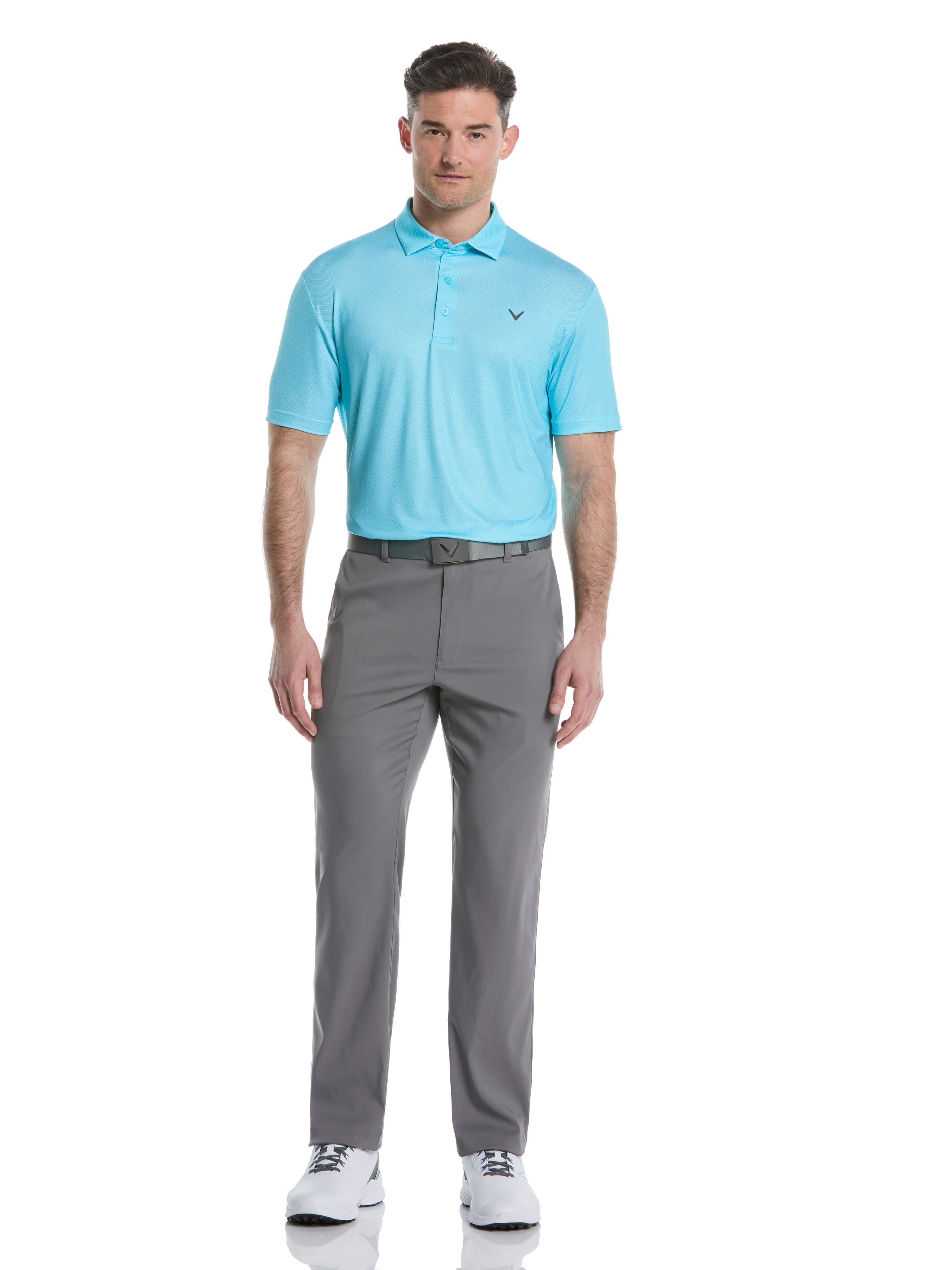 Men's Heather Geo Print Golf Polo Shirt - Breathable Quick-Dry Performance Tee for Golf, Casual Wear & Outdoor Activities