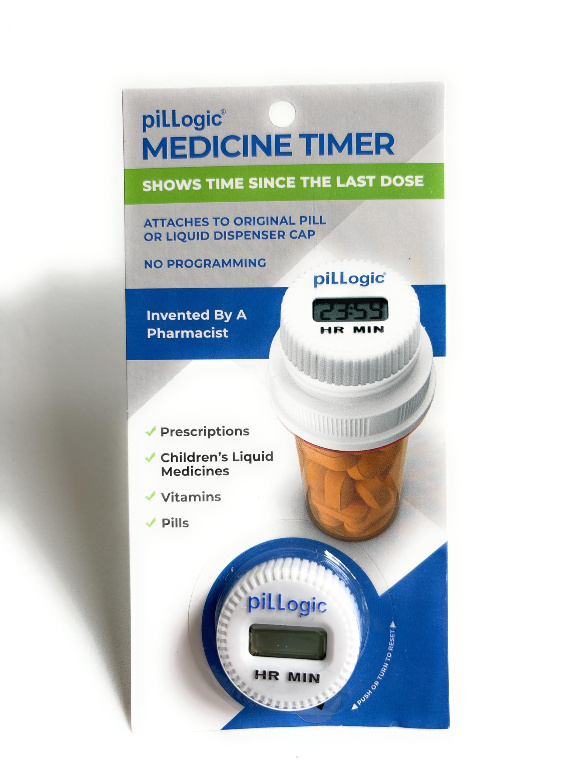 Medicine Timer & Pill Reminder - Smart Medication Tracker for Prescriptions, Kids Liquid Medicine & Pet Meds - Easy Push-Reset Function - Perfect for Elderly Care, Travel & Daily Health Management