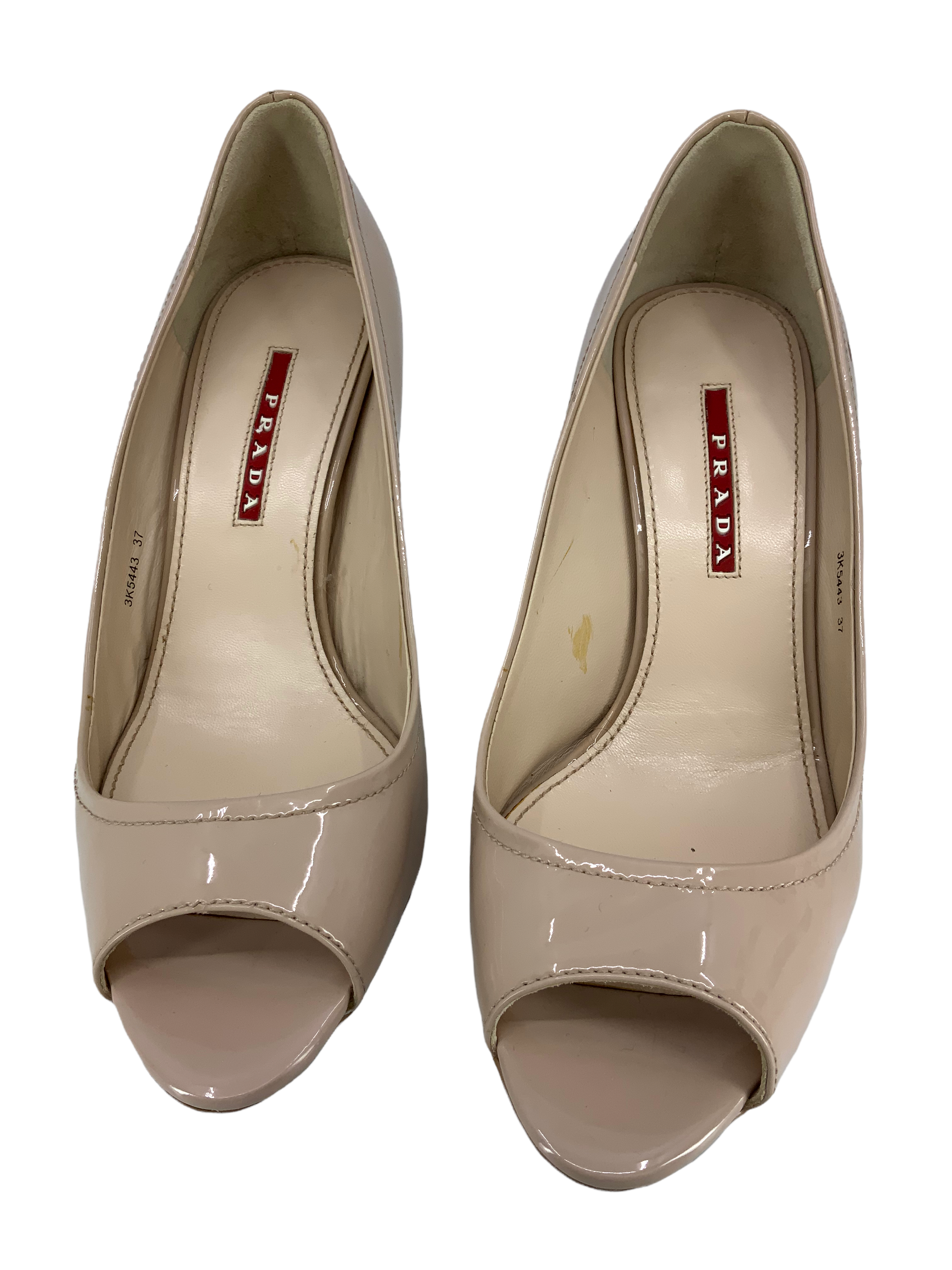 Prada Black Patent Leather Peep Toe High Heel Pumps Women's Size 7 - Perfect for Evening Parties, Weddings & Formal Events